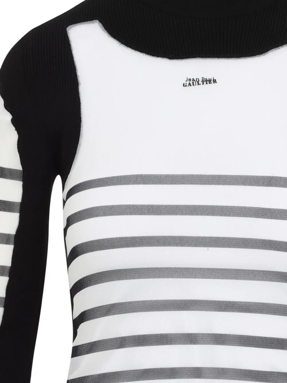 Jean Paul Gaultier MIX MESH AND KNIT LONG SLEEVES PULLOVER PRINTED "MARINIERE" Size S / US 4 / IT 40 - 2 Thumbnail