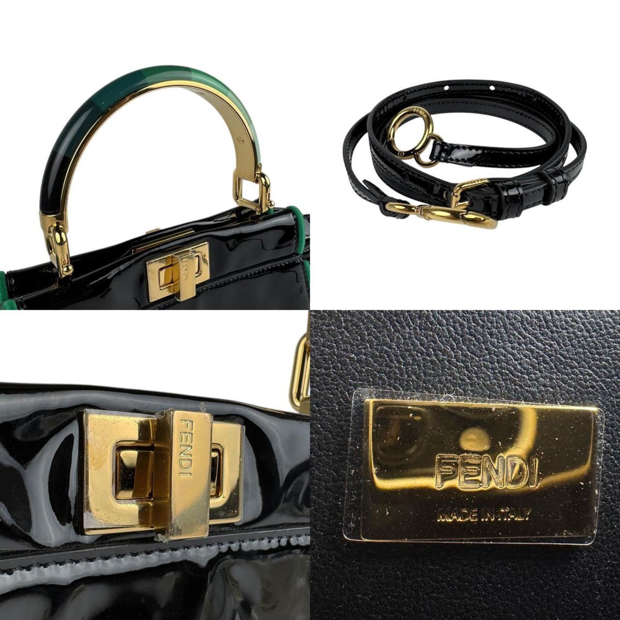 Fendi FENDI Handbag Shoulder Bag Mini Peekaboo Iconic Enamel Black x Green Women's 8BN316-AA37 z3916 Size ONE SIZE - 5 Thumbnail