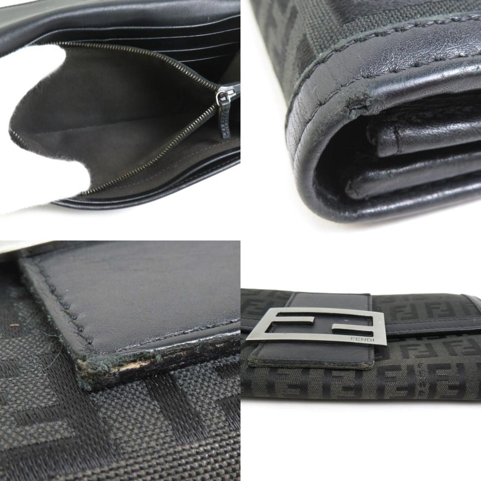 Fendi FENDI Long Wallet Zucchino Canvas Leather Black Women's 2135-8M0021 e60061f Size ONE SIZE - 4 Thumbnail