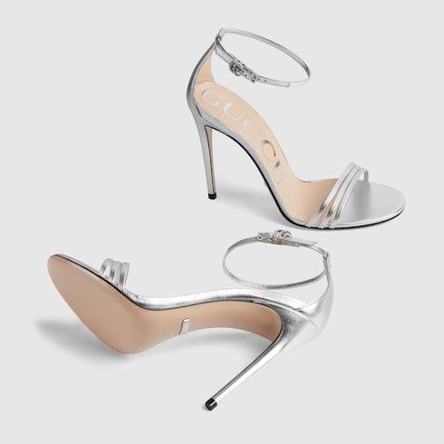 Gucci Gucci Double G Metallic Heeled Sandals SIZE 38.5 Size ONE SIZE - 3 Thumbnail
