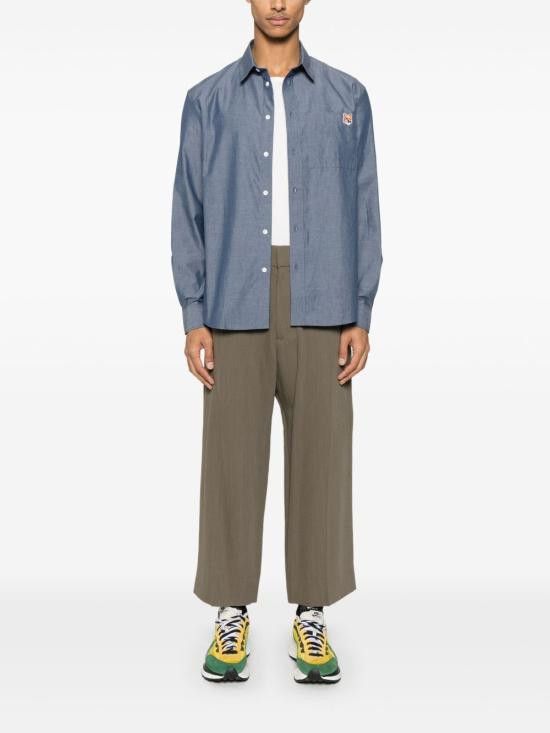 シャツ MAISON KITSUNE Men Long Tops OM00432WC5043P470 Blue Maison Kitsune MAISON KITSUNE Men Long Tops OM00432WC5043