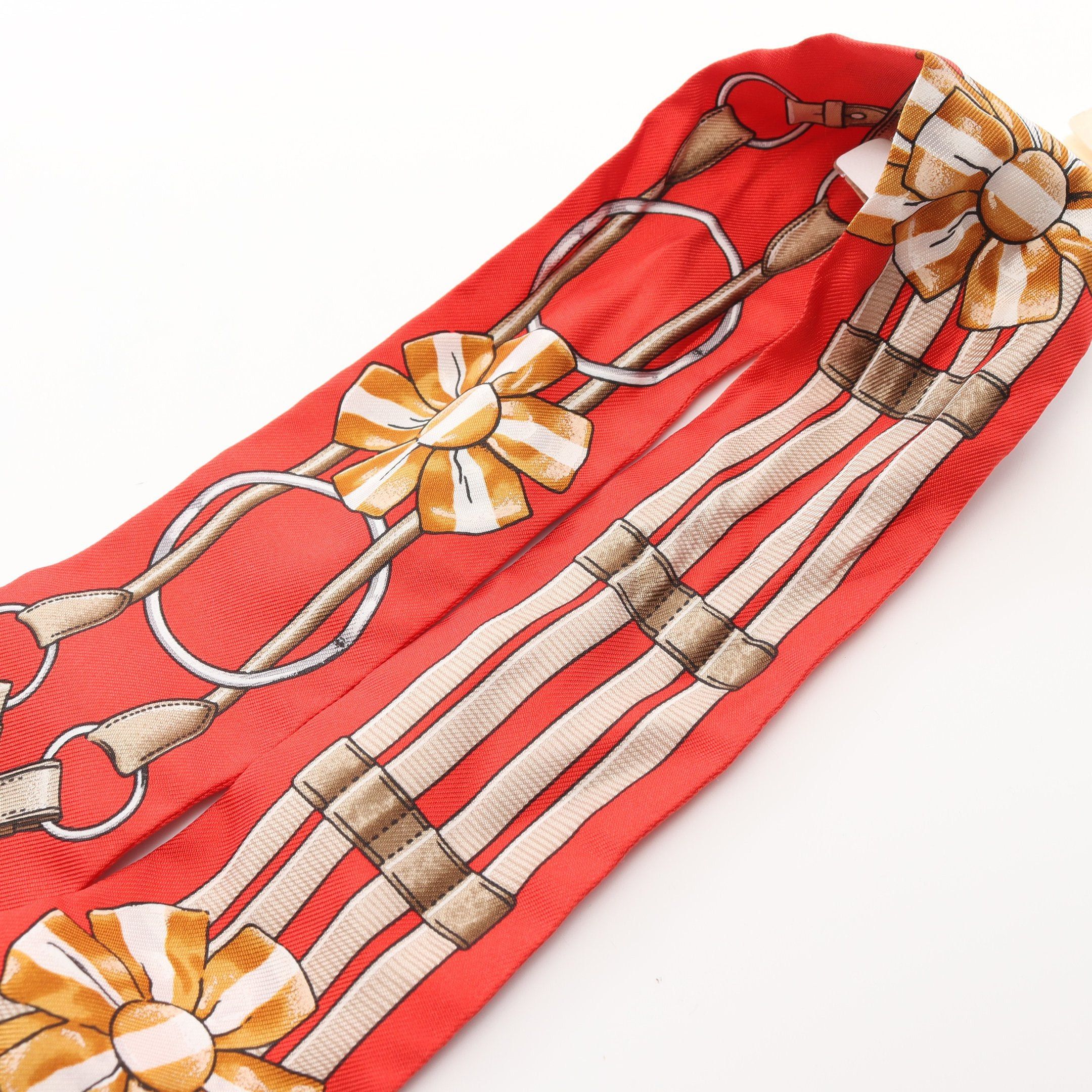Hermes Hermes Twilly Jumping Ribbon Scarf Silk Red Multicolor Size ONE SIZE - 4 Thumbnail