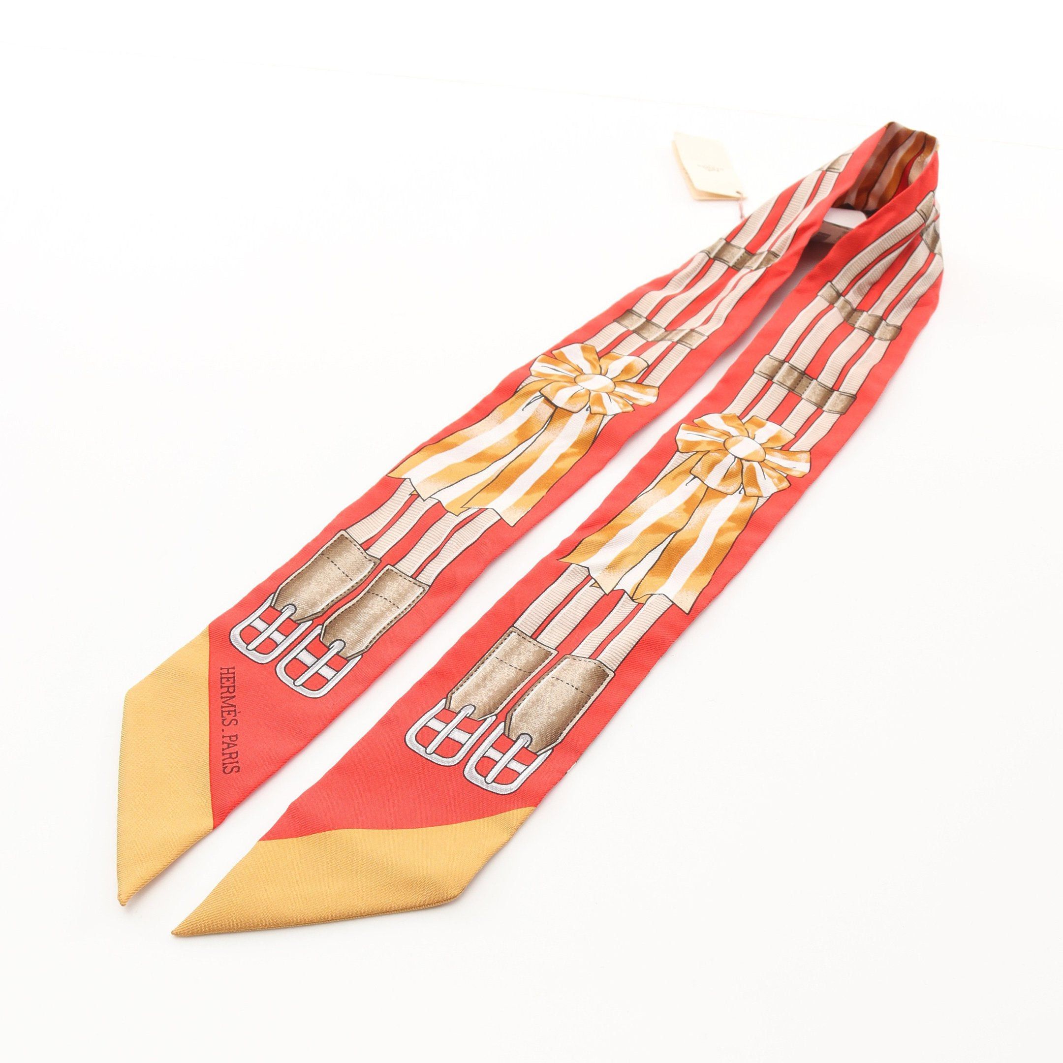 Hermes Hermes Twilly Jumping Ribbon Scarf Silk Red Multicolor Size ONE SIZE - 5 Thumbnail