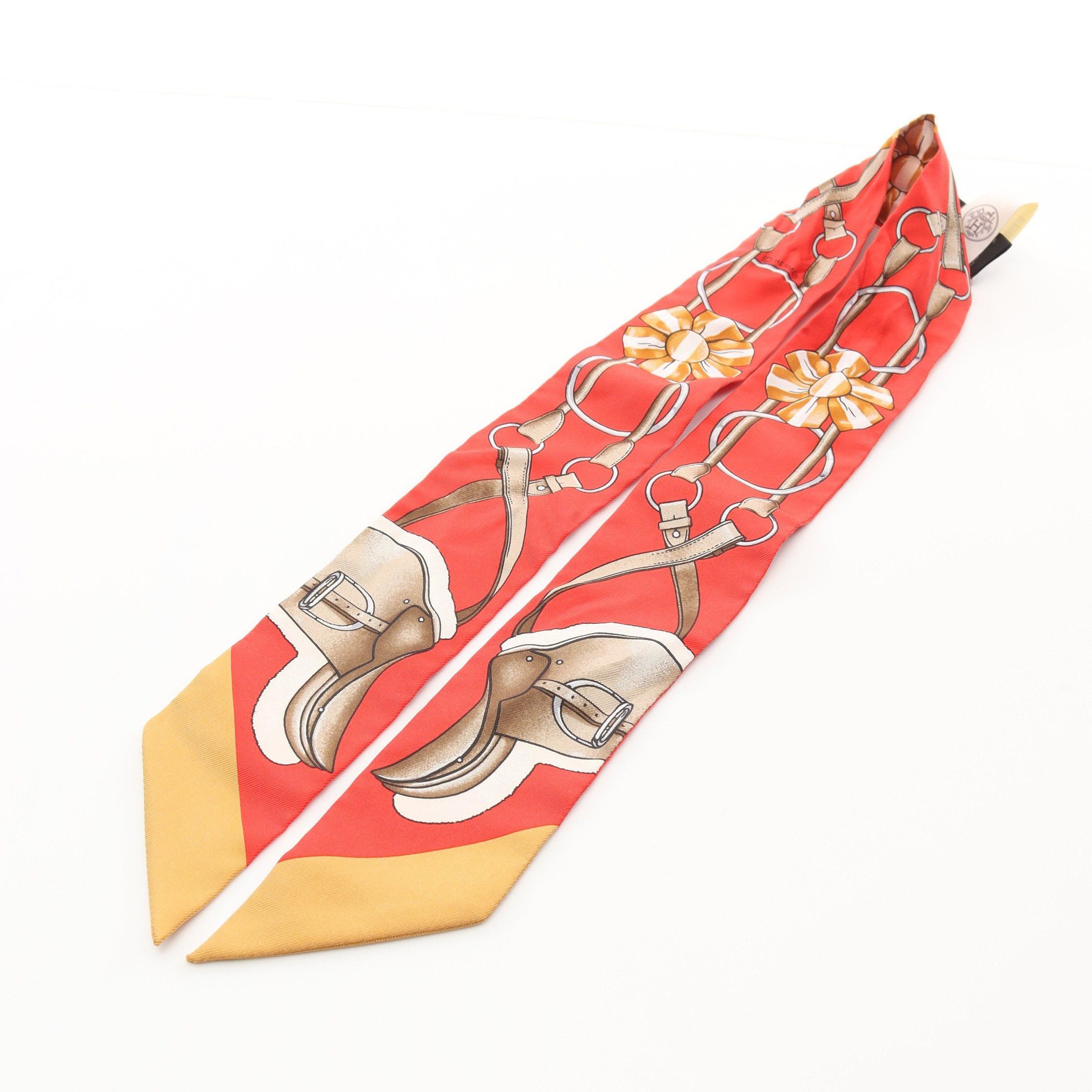Hermes Hermes Twilly Jumping Ribbon Scarf Silk Red Multicolor Size ONE SIZE - 6 Thumbnail