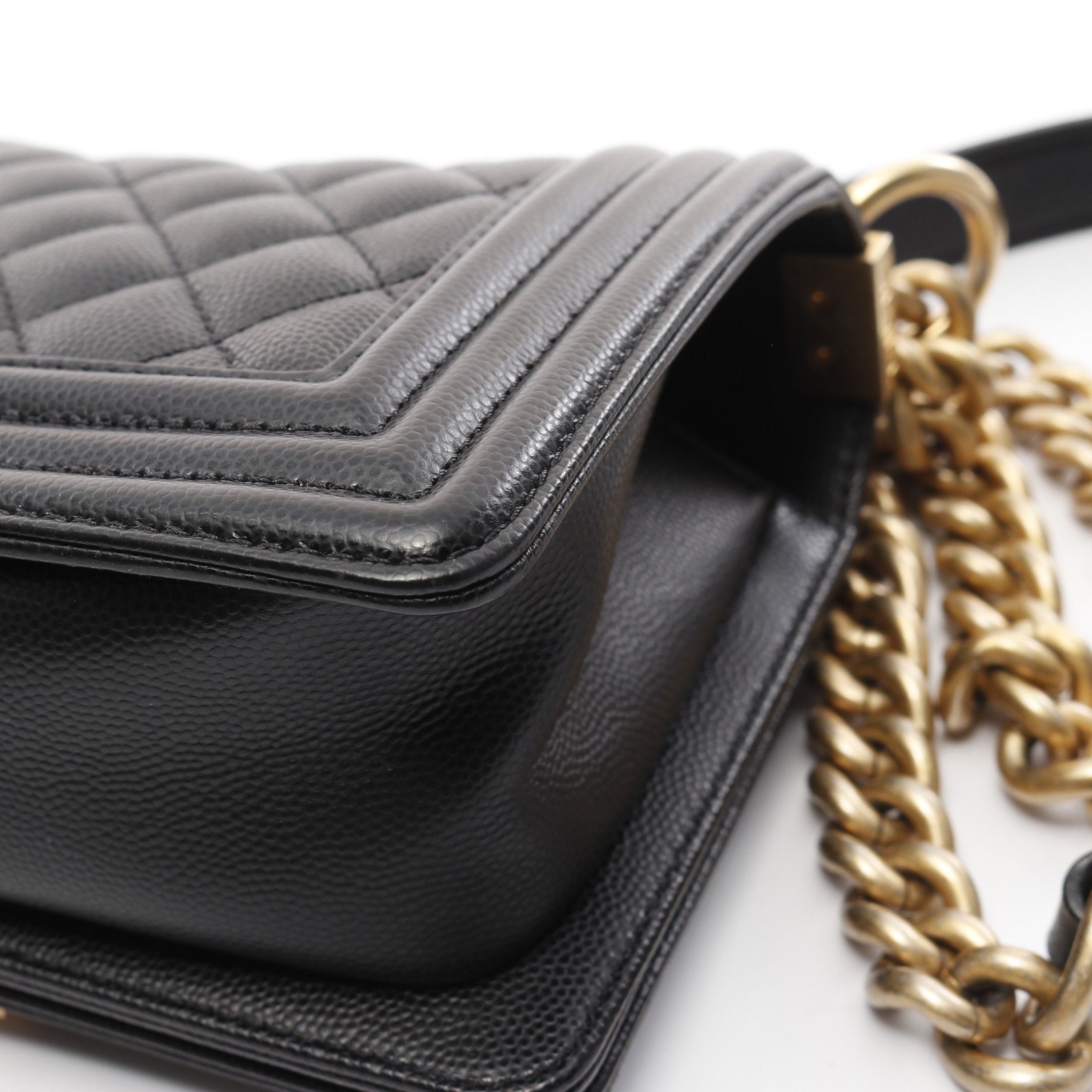 Chanel Chanel Boy Chanel Small Chain Shoulder Bag Caviar Skin Black Gold Hardware Size ONE SIZE - 8 Thumbnail