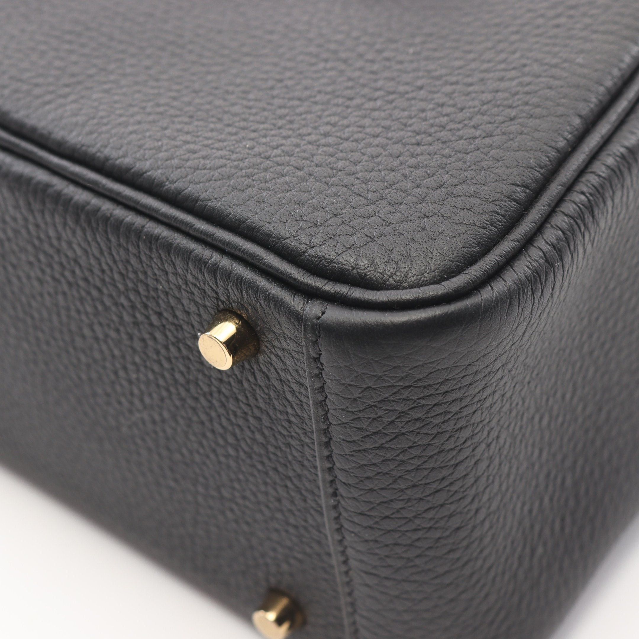 Hermes Hermes Lindy Mini Shoulder Bag Clemence Leather Black Gold Hardware Double Engraved Size ONE SIZE - 6 Thumbnail