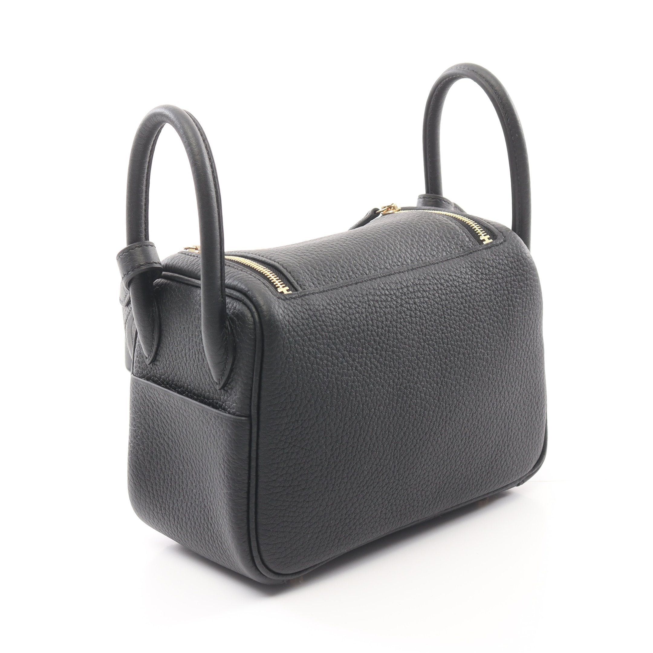 Hermes Hermes Lindy Mini Shoulder Bag Clemence Leather Black Gold Hardware Double Engraved Size ONE SIZE - 2 Thumbnail