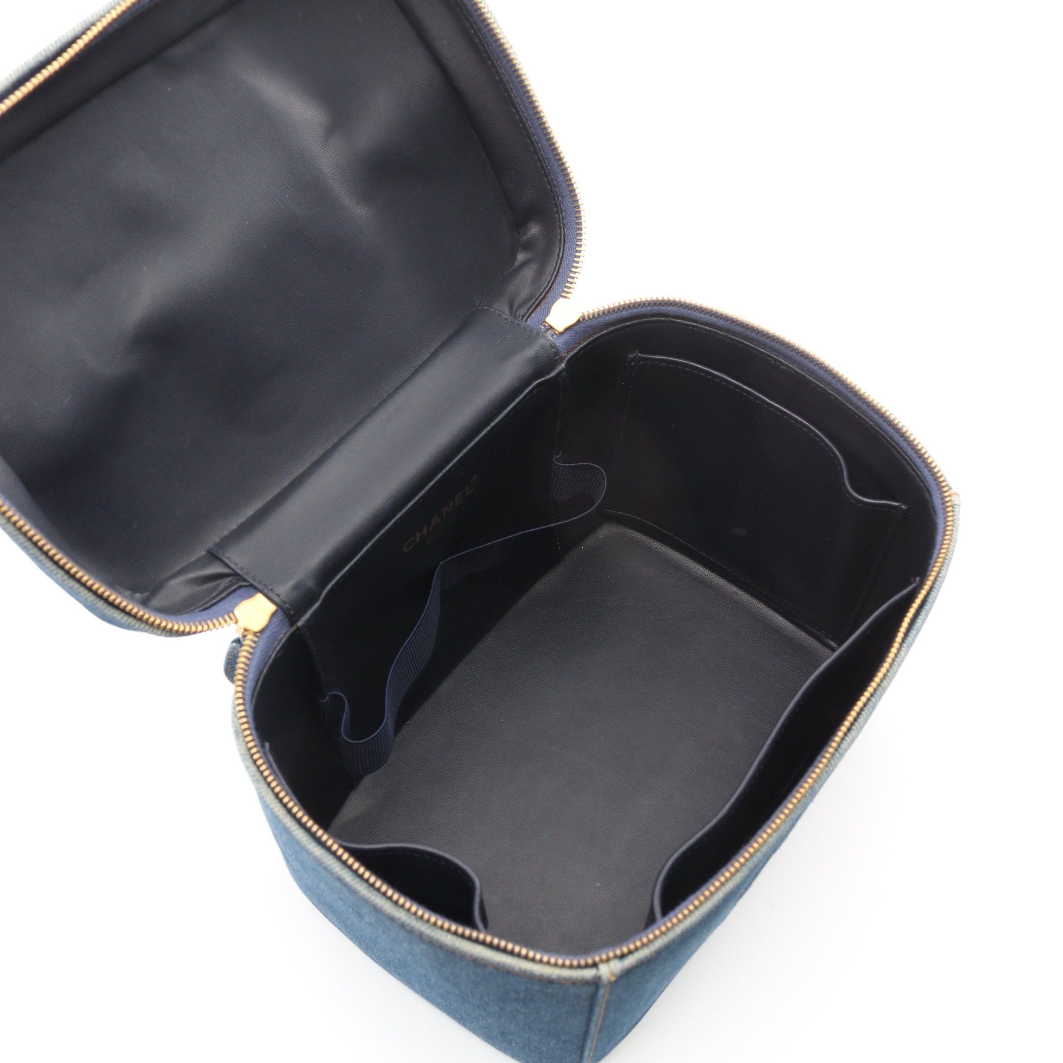 Chanel Chanel Coco Mark Handbag Vanity Bag Denim Indigo Blue Gold Hardware Size ONE SIZE - 3 Thumbnail