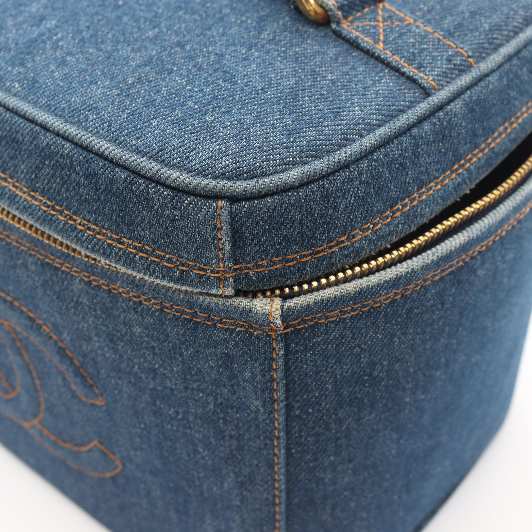 Chanel Chanel Coco Mark Handbag Vanity Bag Denim Indigo Blue Gold Hardware Size ONE SIZE - 7 Thumbnail