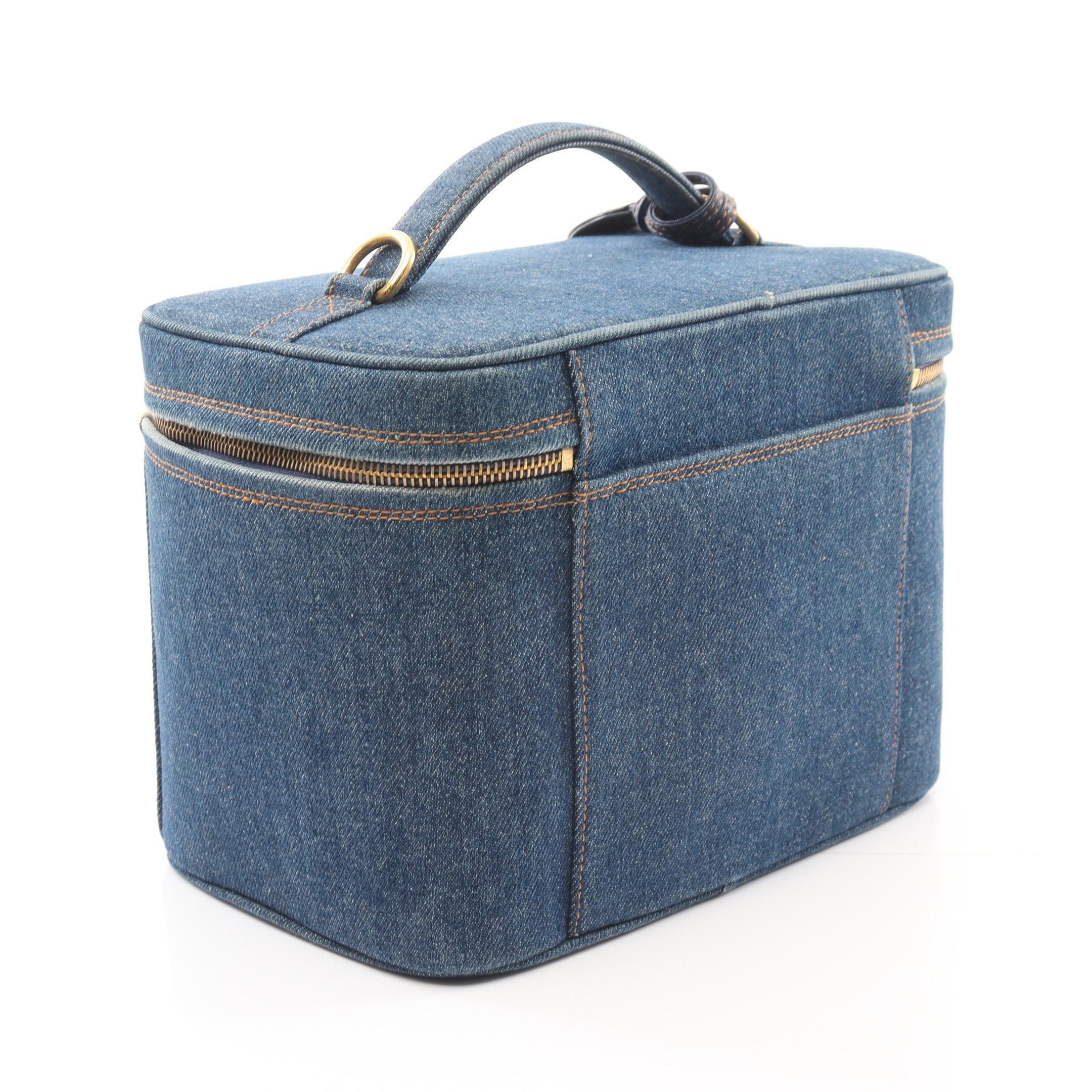 Chanel Chanel Coco Mark Handbag Vanity Bag Denim Indigo Blue Gold Hardware Size ONE SIZE - 2 Thumbnail