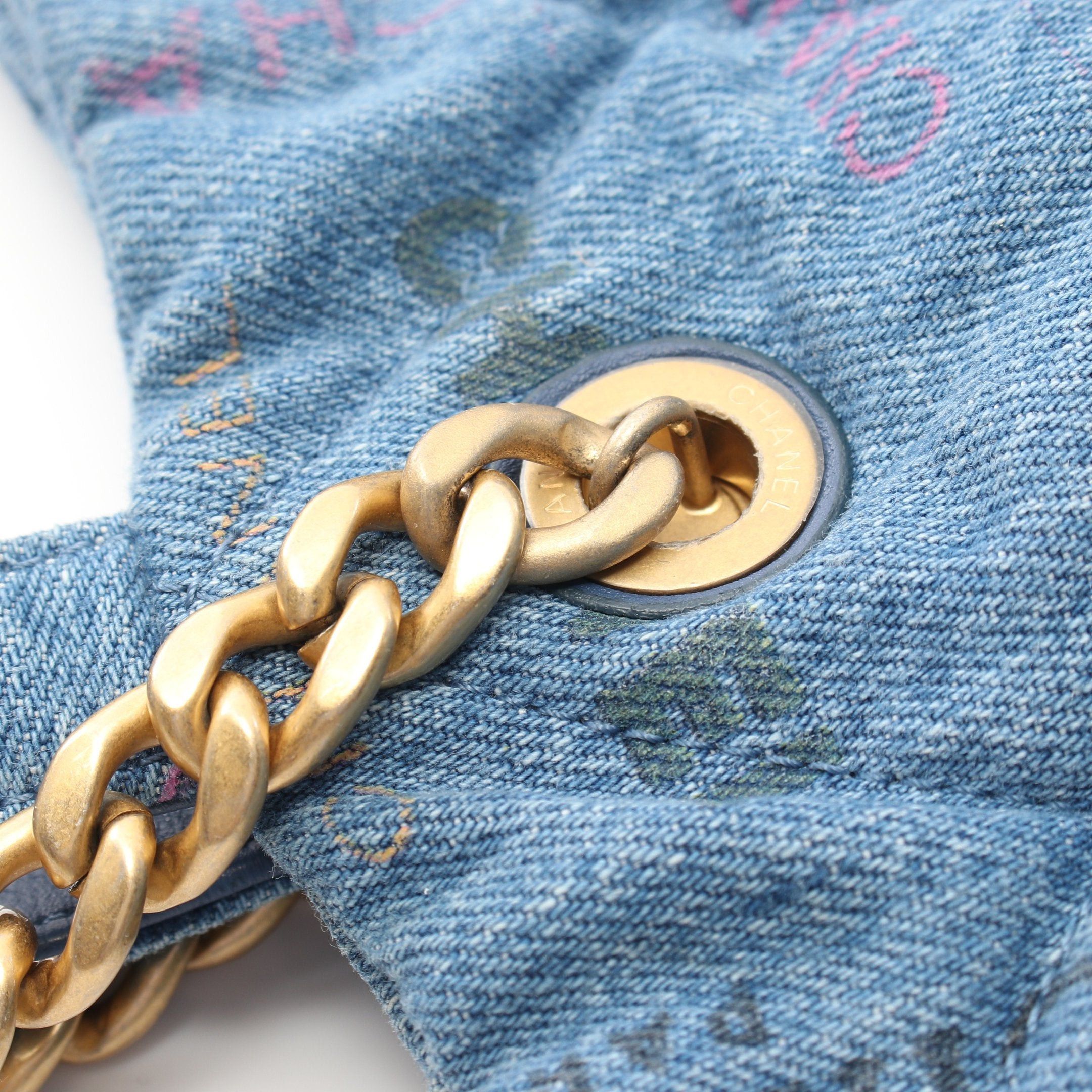 Chanel Chanel Matelasse Maxi Shopping Chain Shoulder Bag Tote Denim Blue Multicolor Gold Hardware Turn Lock Size ONE SIZE - 8 Thumbnail