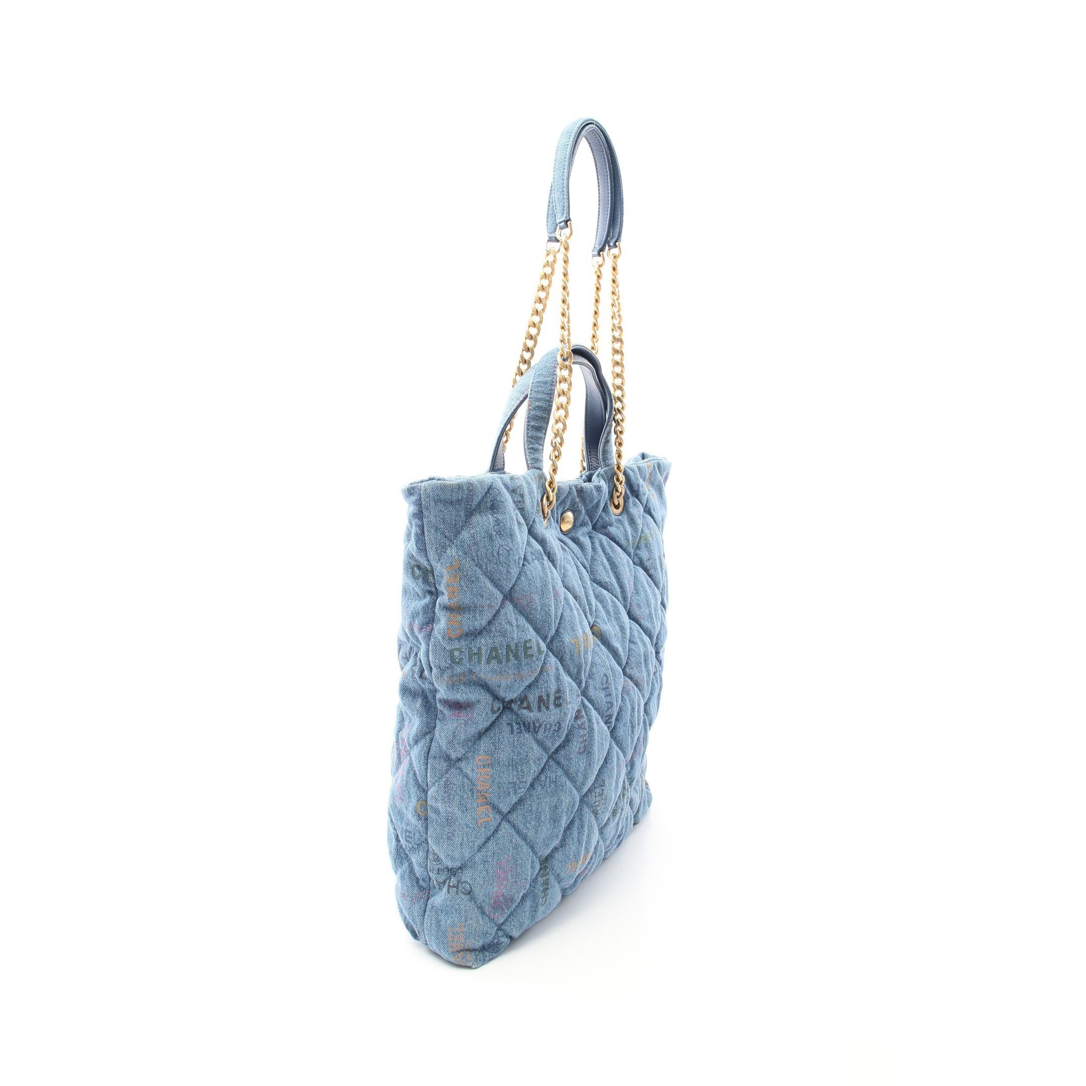 Chanel Chanel Matelasse Maxi Shopping Chain Shoulder Bag Tote Denim Blue Multicolor Gold Hardware Turn Lock Size ONE SIZE - 2 Thumbnail