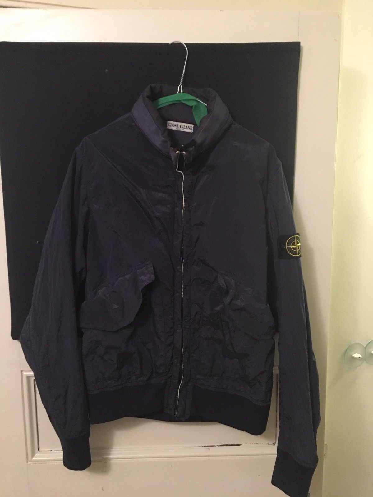 image of Vintage 2008 Stone Island Nylon Metal Bomber Jacket in Navy, Men's (Size Medium)