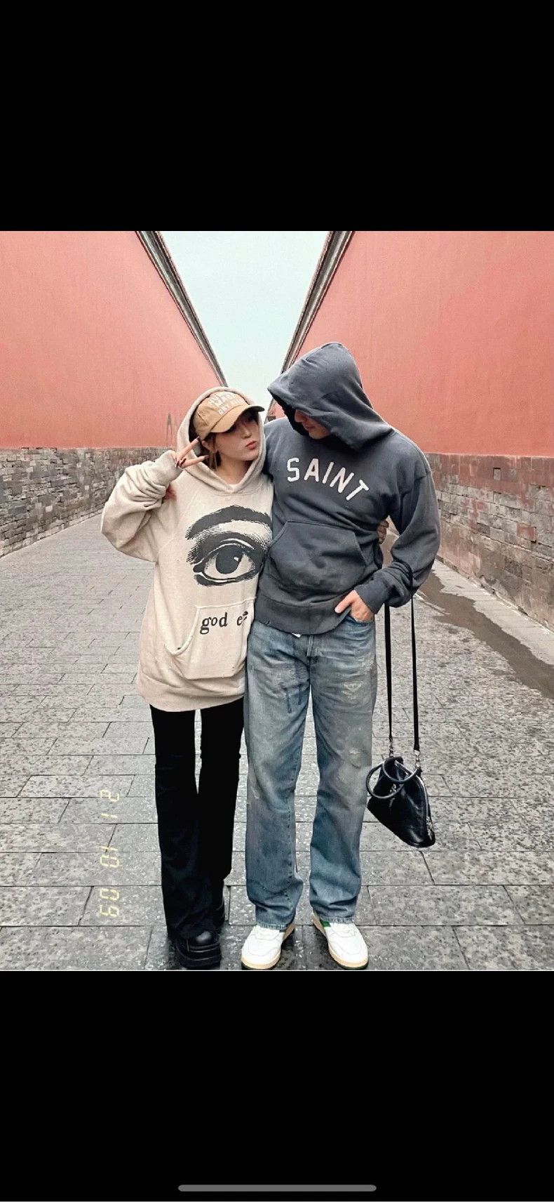 Saint Michael Distressed God Eye Print Hooded Sweatshirt Size US L / EU 52-54 / 3 - 8 Thumbnail