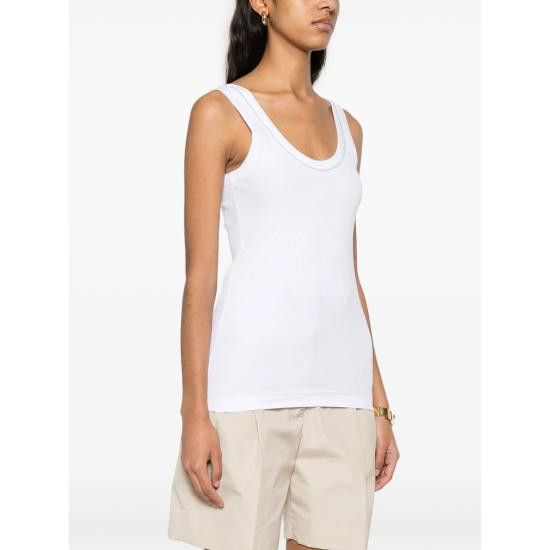 Brunello Cucinelli BRUNELLO CUCINELLI Women Tops MG902FP100 C159 WHITE Size L / US 10 / IT 46 - 3 Thumbnail
