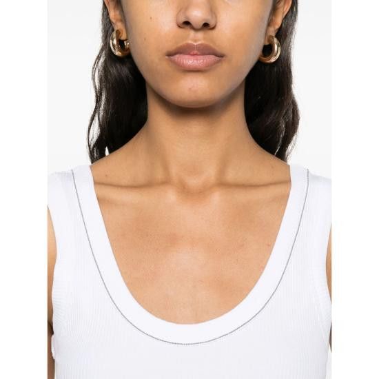 Brunello Cucinelli BRUNELLO CUCINELLI Women Tops MG902FP100 C159 WHITE Size L / US 10 / IT 46 - 4 Thumbnail