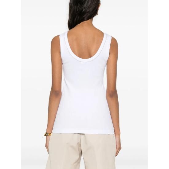 Brunello Cucinelli BRUNELLO CUCINELLI Women Tops MG902FP100 C159 WHITE Size L / US 10 / IT 46 - 2 Thumbnail