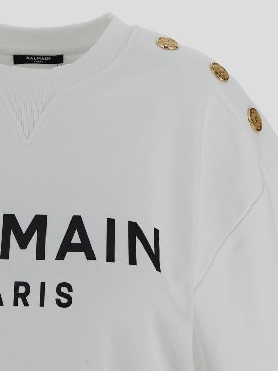 Balmain BALMAIN Women Hoodies EF1JQ002BB02 GAB White Size L / US 10 / IT 46 - 3 Thumbnail