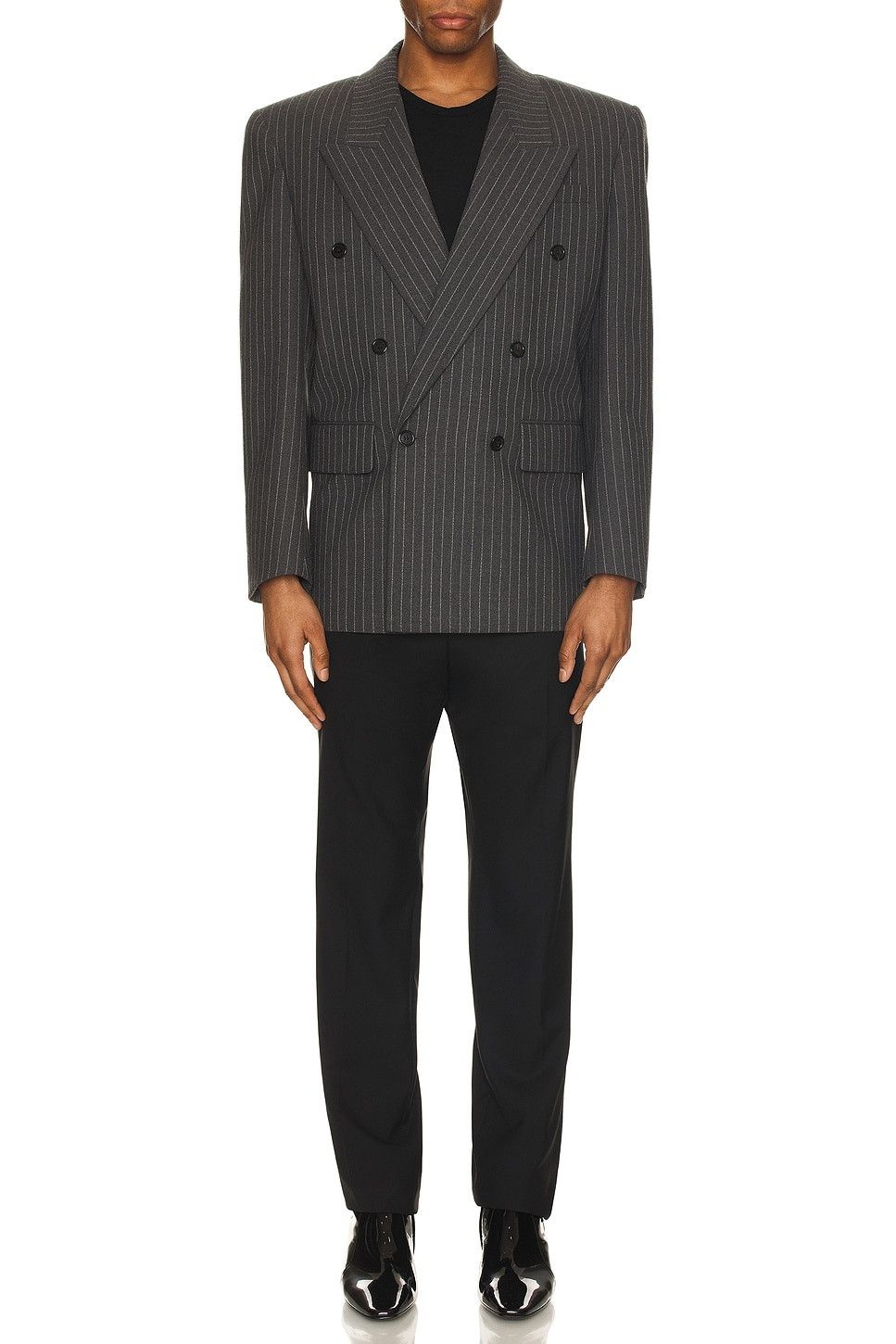 Saint Laurent Paris $5K VALUE oversized jacket in striped wool flannel Size US XS / EU 42 / 0 - 3 Thumbnail