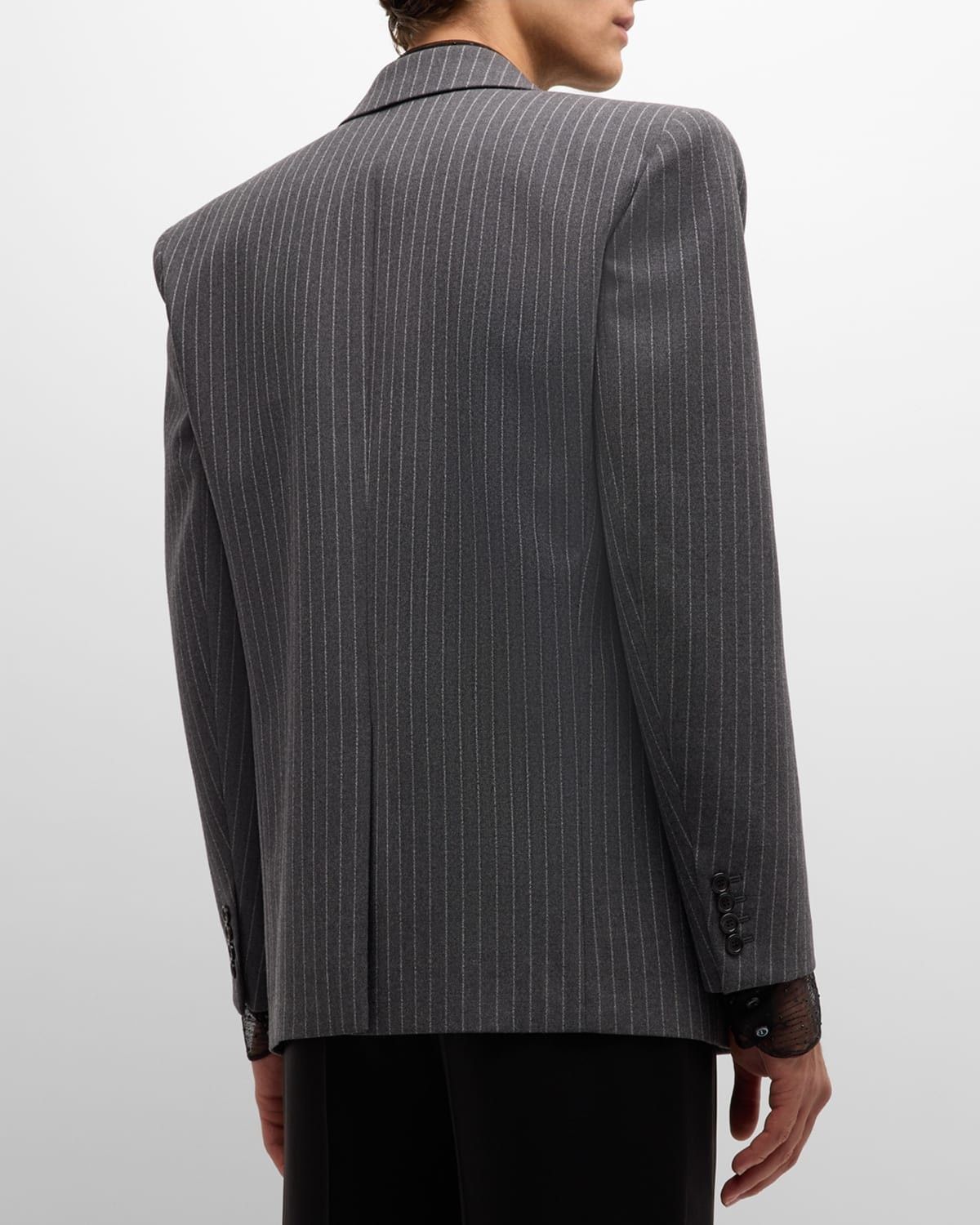 Saint Laurent Paris $5K VALUE oversized jacket in striped wool flannel Size US S / EU 44-46 / 1 - 4 Thumbnail