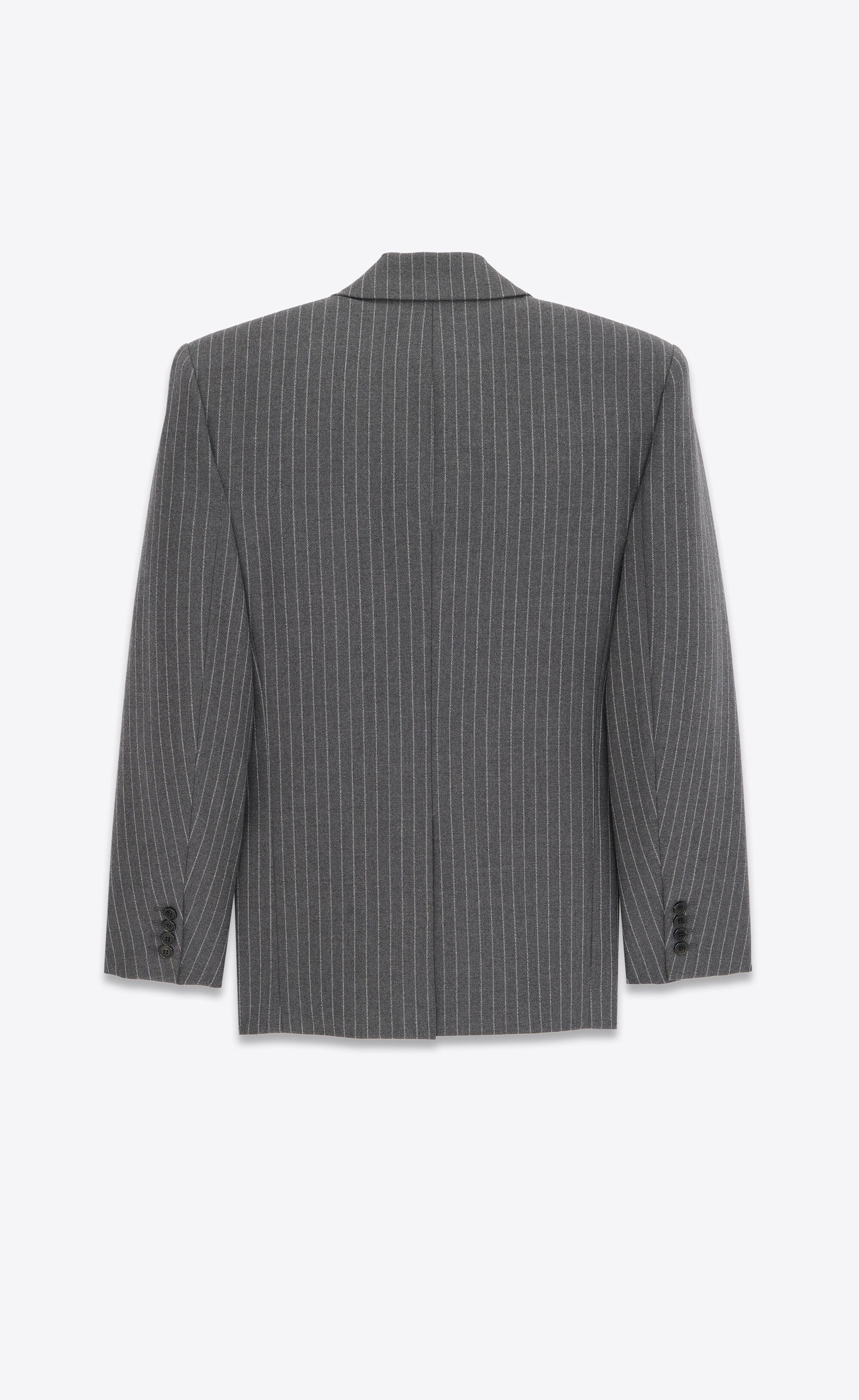 Saint Laurent Paris $5K VALUE oversized jacket in striped wool flannel Size US L / EU 52-54 / 3 - 2 Thumbnail