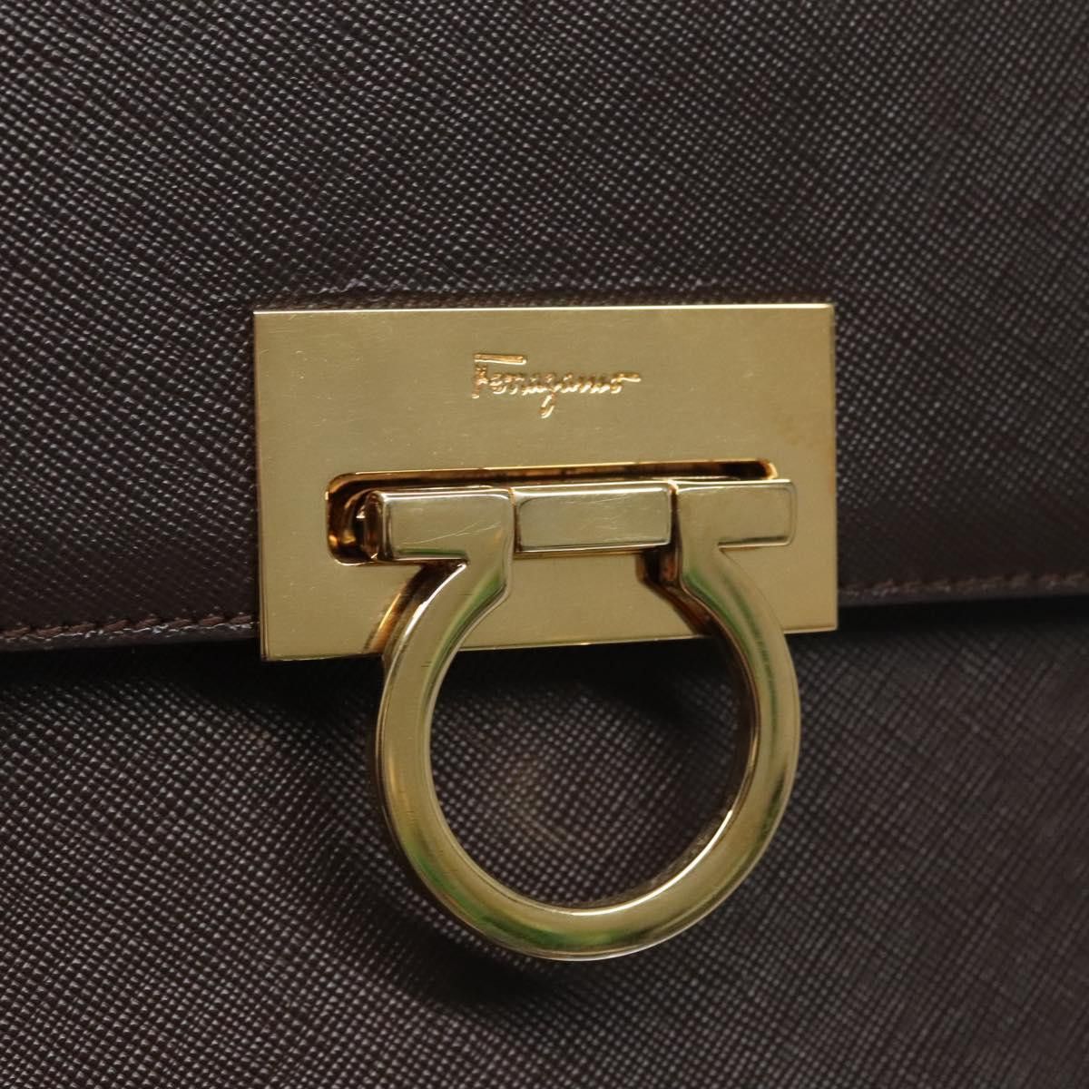 Salvatore Ferragamo Gancini Brown Leather Handbag (Pre-Owned) Size ONE SIZE - 11 Thumbnail