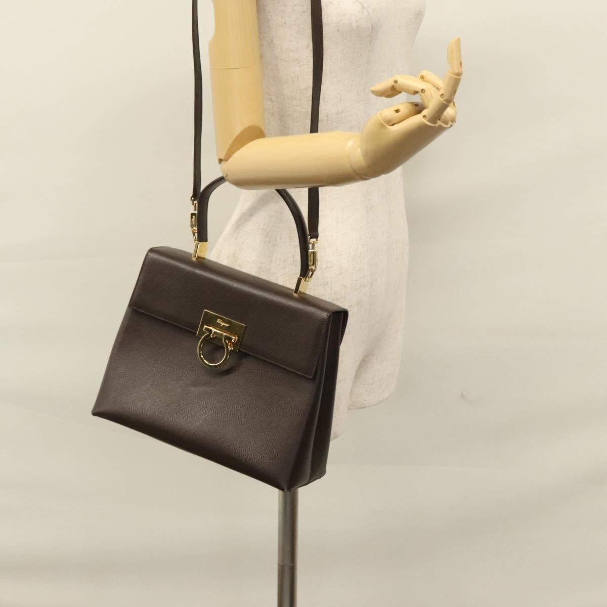 Salvatore Ferragamo Gancini Brown Leather Handbag (Pre-Owned) Size ONE SIZE - 16 Thumbnail