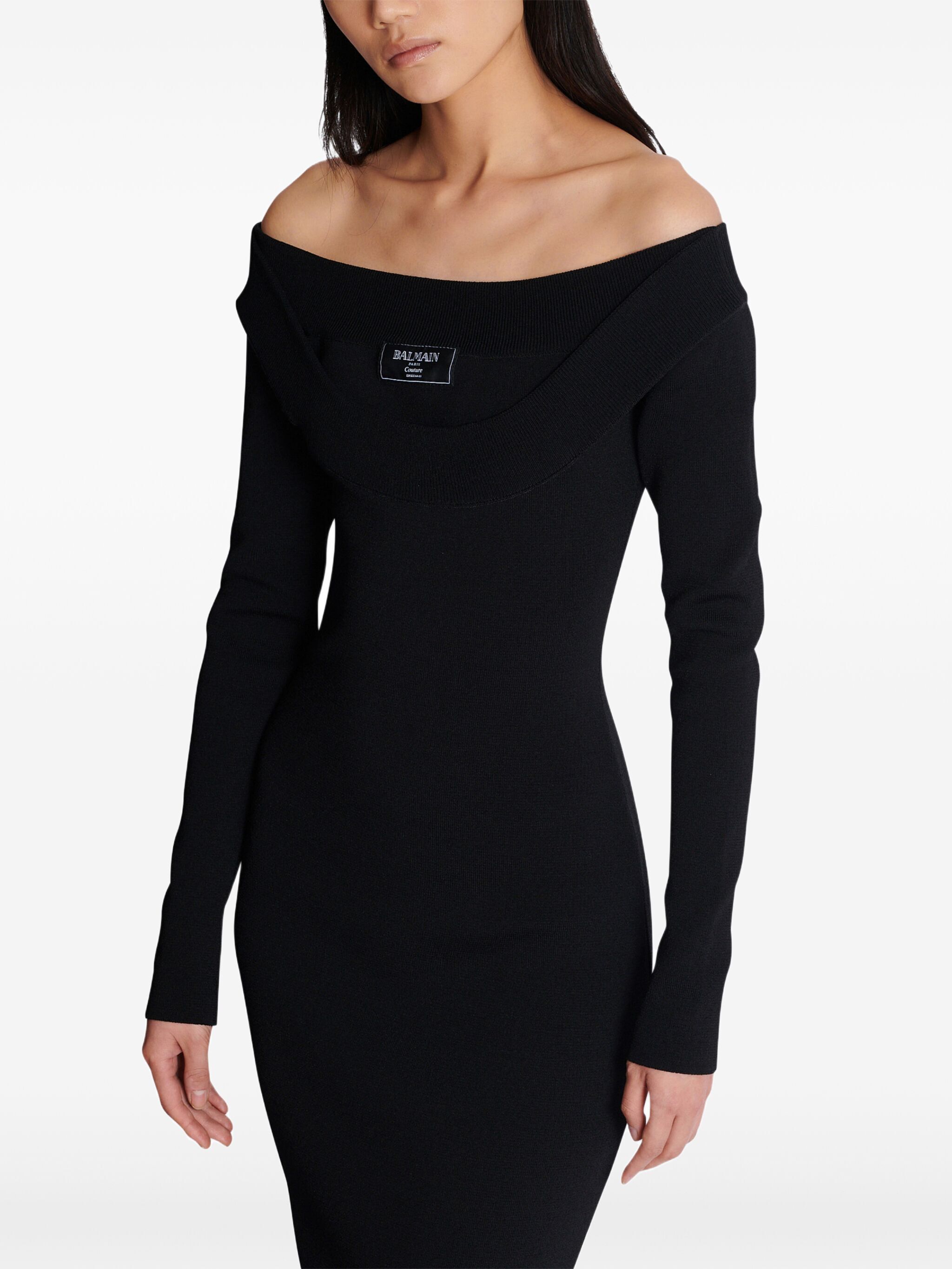 Balmain LS DOUBLE COLLAR KNIT ZIPPED MIDI DRESS Size M / US 6-8 / IT 42-44 - 7 Thumbnail
