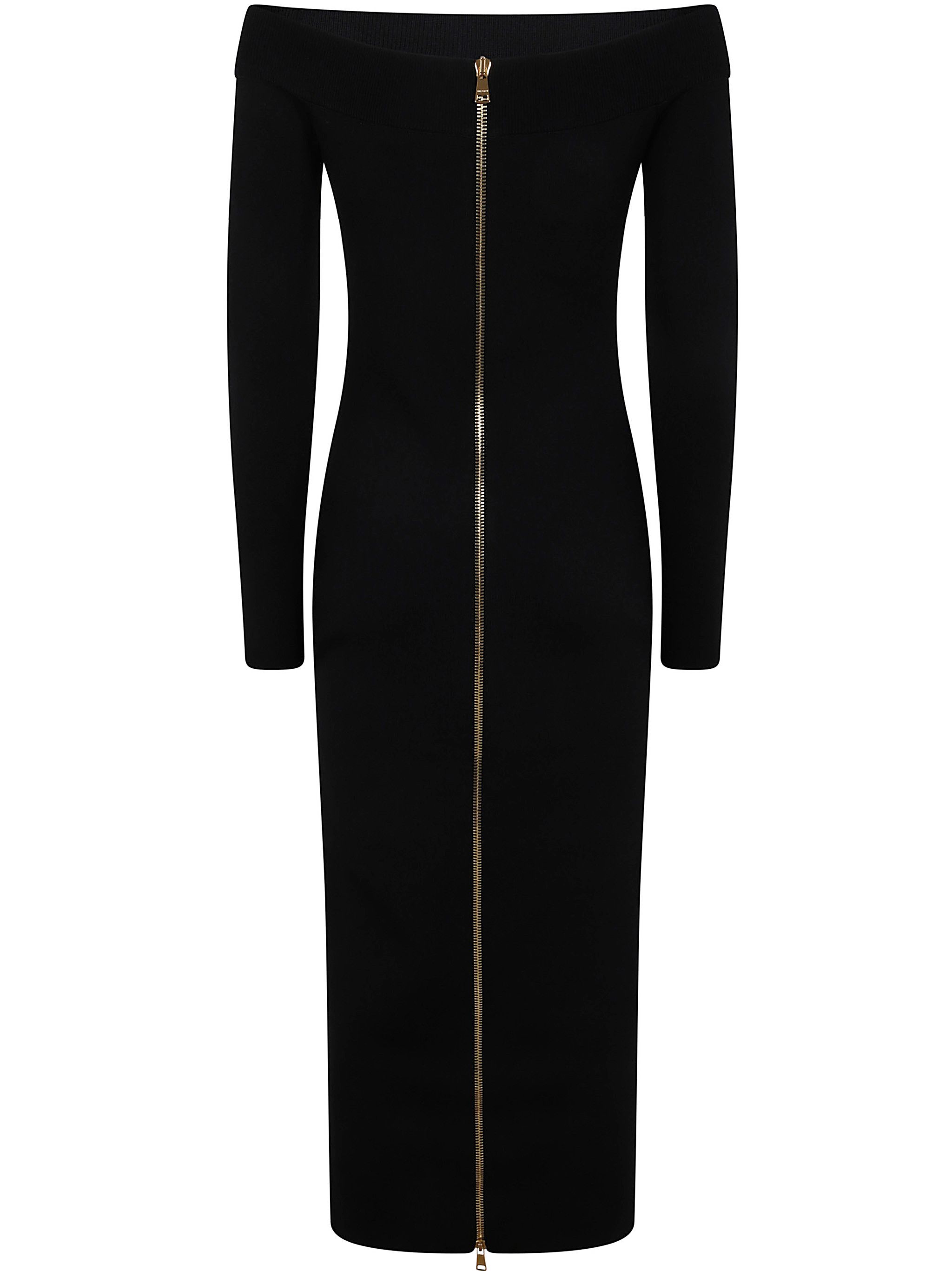 Balmain LS DOUBLE COLLAR KNIT ZIPPED MIDI DRESS Size M / US 6-8 / IT 42-44 - 2 Thumbnail