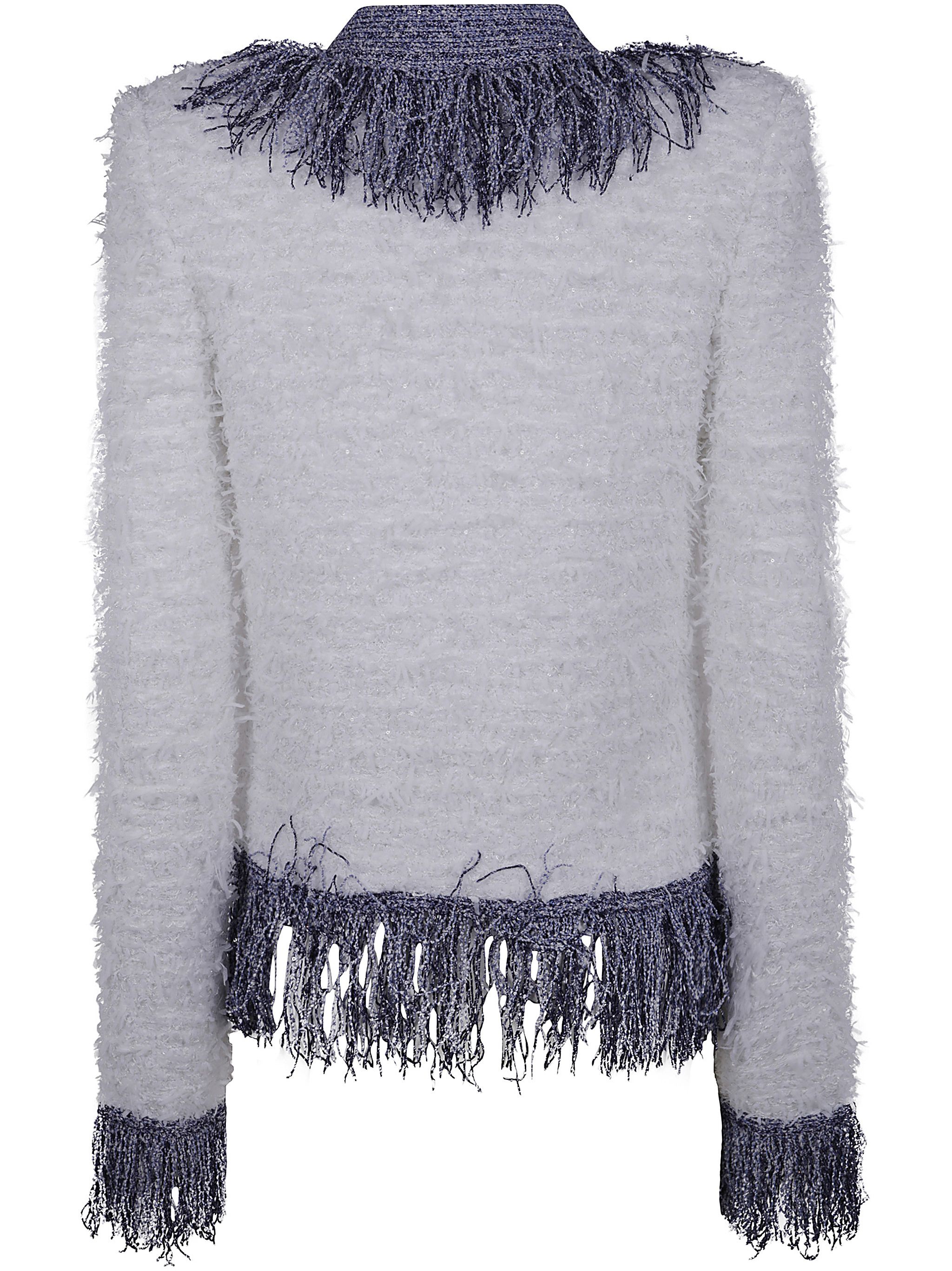 Balmain COLLARLESS GLITTERED FRINGED TWEED JKT Size M / US 6-8 / IT 42-44 - 2 Thumbnail