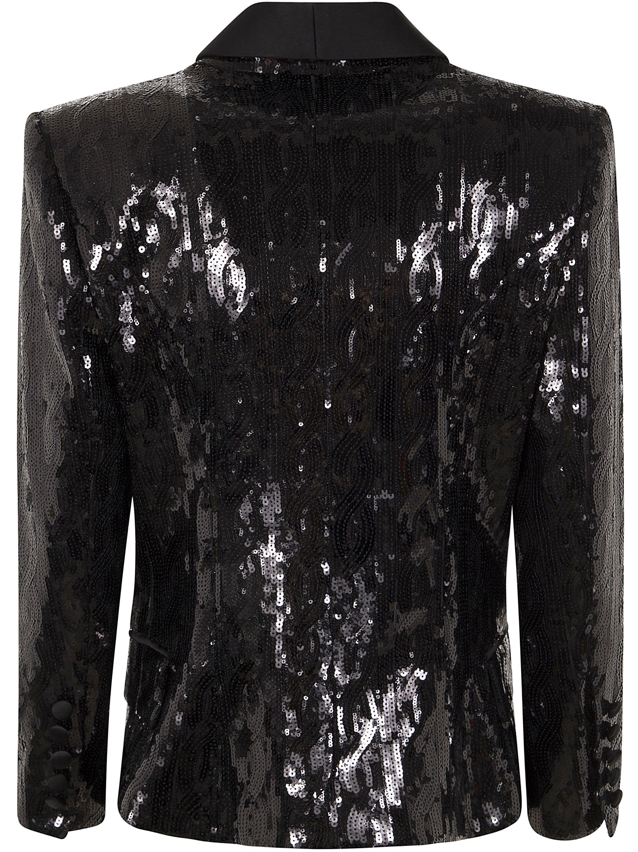 Balmain V-NECK GLITTER SATIN TAILORED JKT Size M / US 6-8 / IT 42-44 - 2 Thumbnail