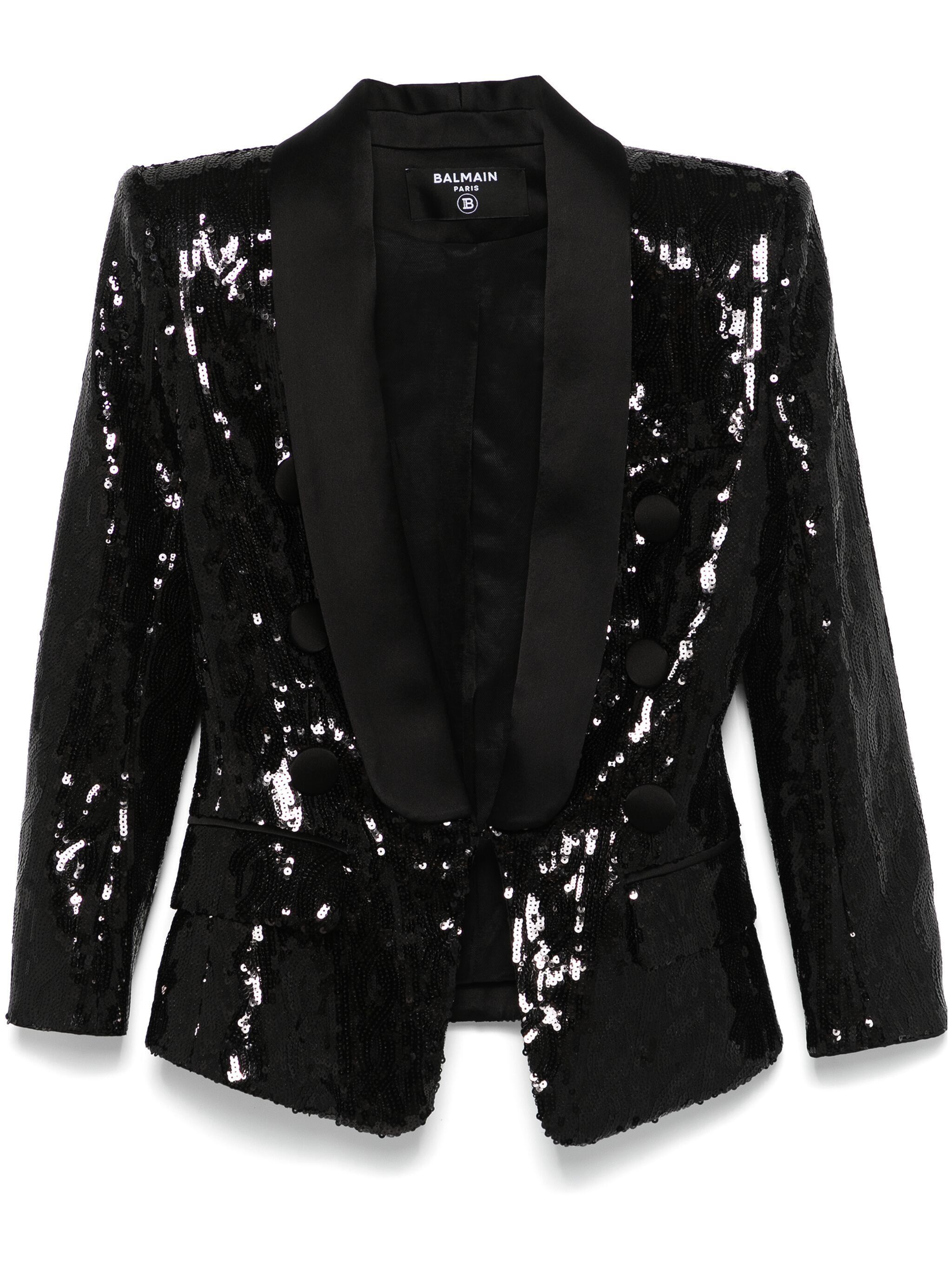 Balmain V-NECK GLITTER SATIN TAILORED JKT Size M / US 6-8 / IT 42-44 - 4 Thumbnail
