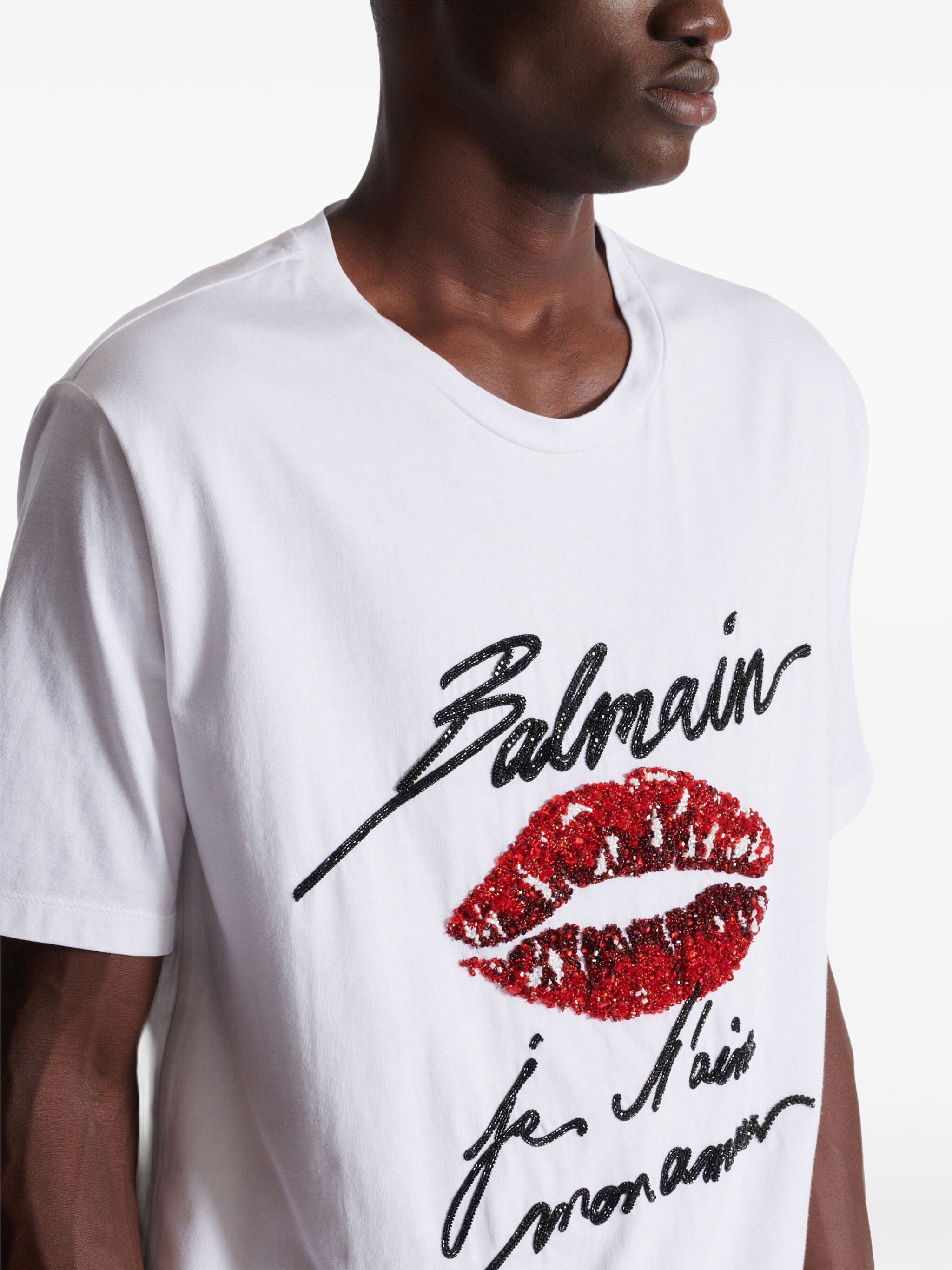 Balmain BALMAIN & LIPS EMBROID T-SHIRT - REG FIT Size US XS / EU 42 / 0 - 6 Thumbnail