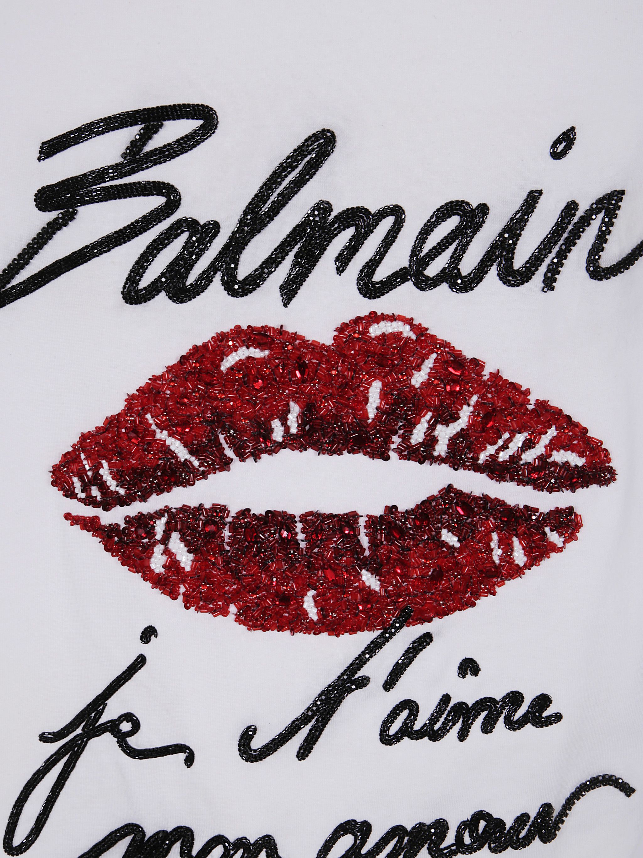 Balmain BALMAIN & LIPS EMBROID T-SHIRT - REG FIT Size US XS / EU 42 / 0 - 3 Thumbnail