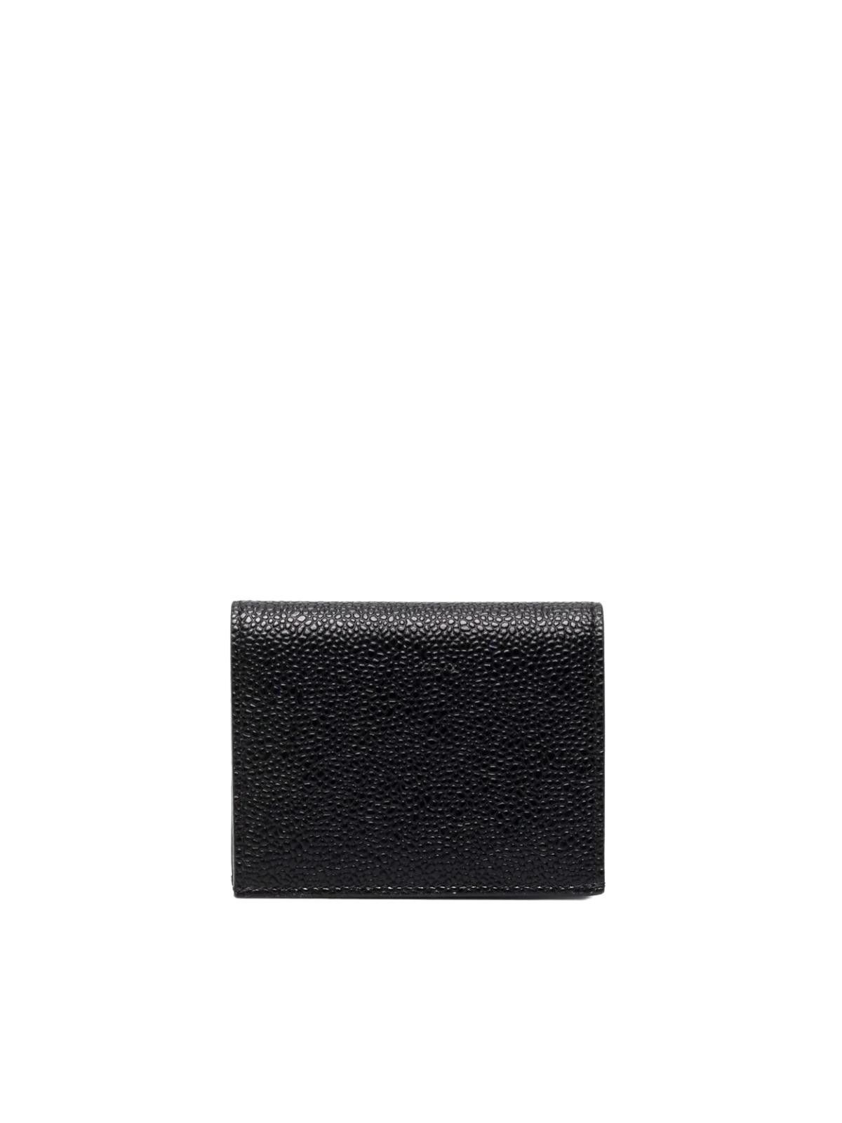 Thom Browne 3-BOW DOUBLE CARD HOLDER IN PEBBLE GRAIN LEATHER - L10, H8 Size ONE SIZE - 2 Thumbnail