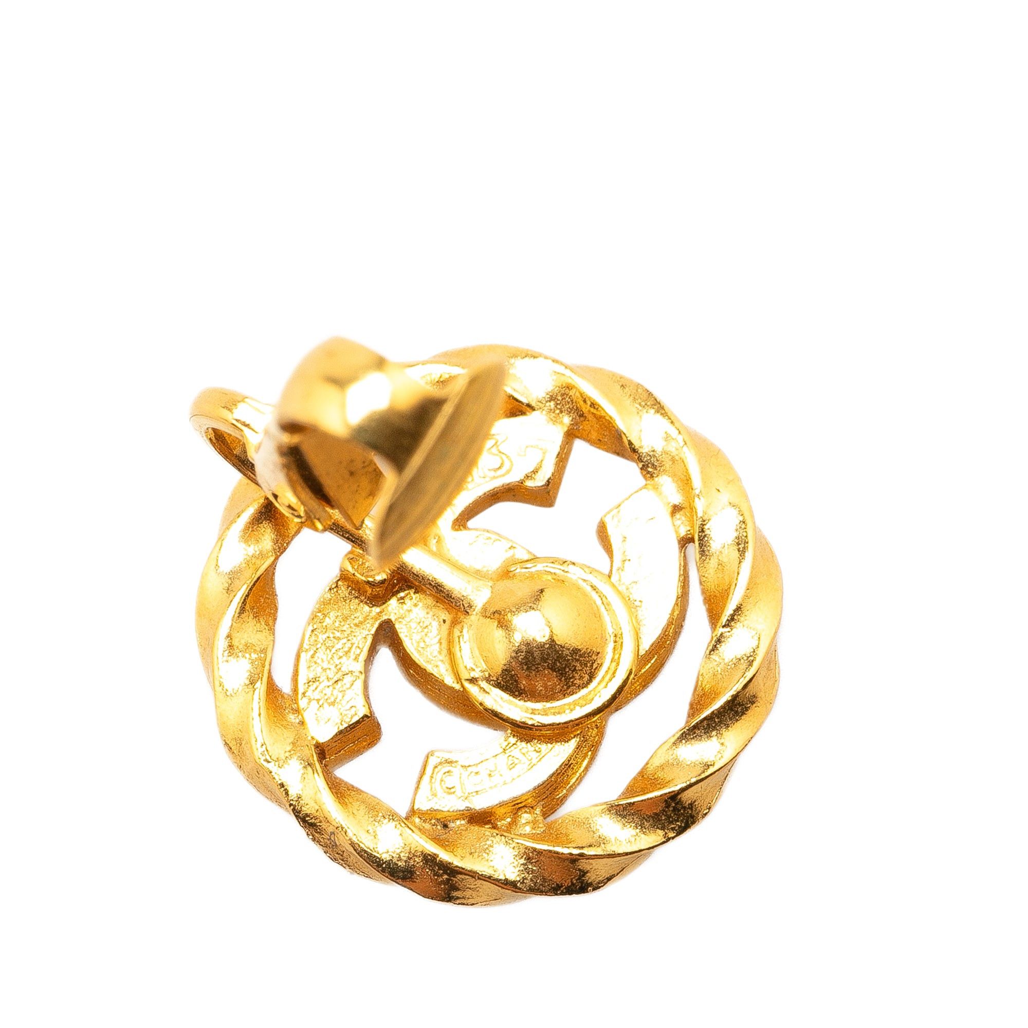 Chanel Chanel Gold Plated CC Rhinestones Clip On Earrings Gold Size ONE SIZE - 3 Thumbnail