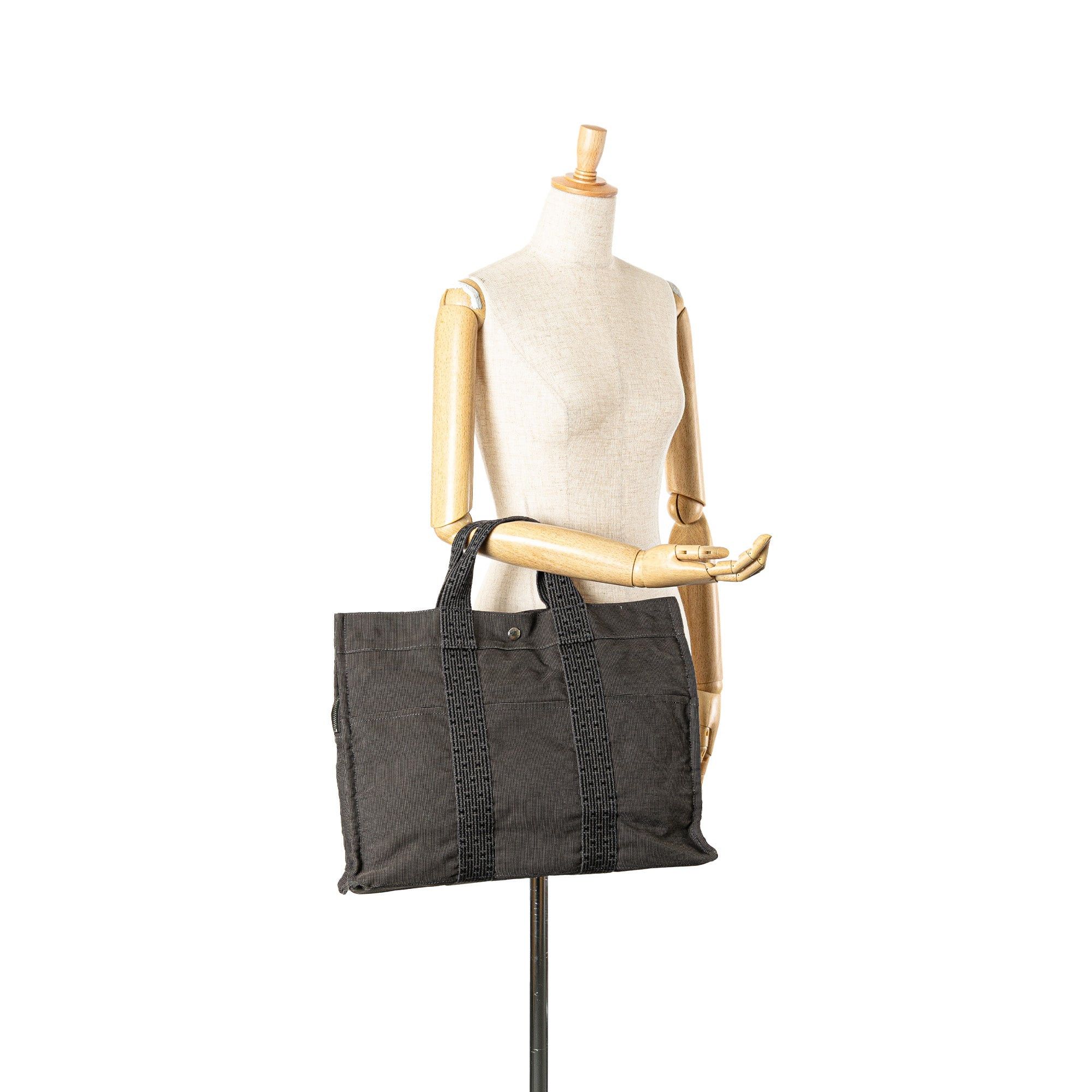 Hermes Hermès Canvas Herline Tote MM Gray Size ONE SIZE - 14 Thumbnail