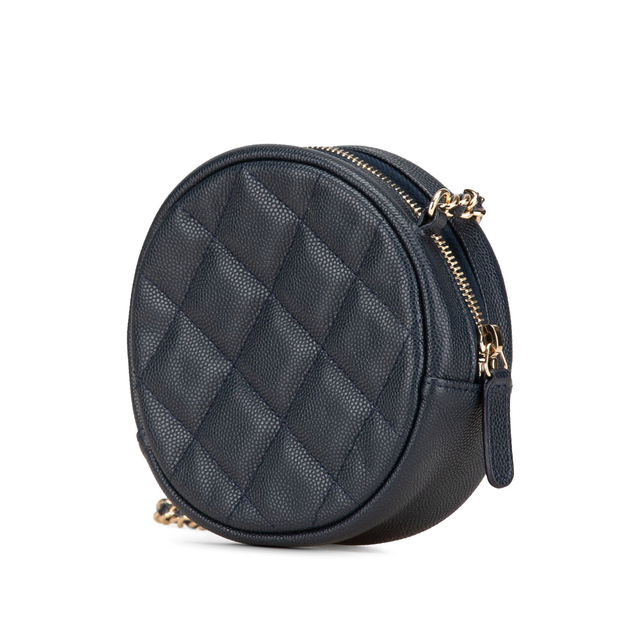 Chanel Chanel CC Quilted Caviar Round Clutch With Chain Blue Size ONE SIZE - 2 Thumbnail