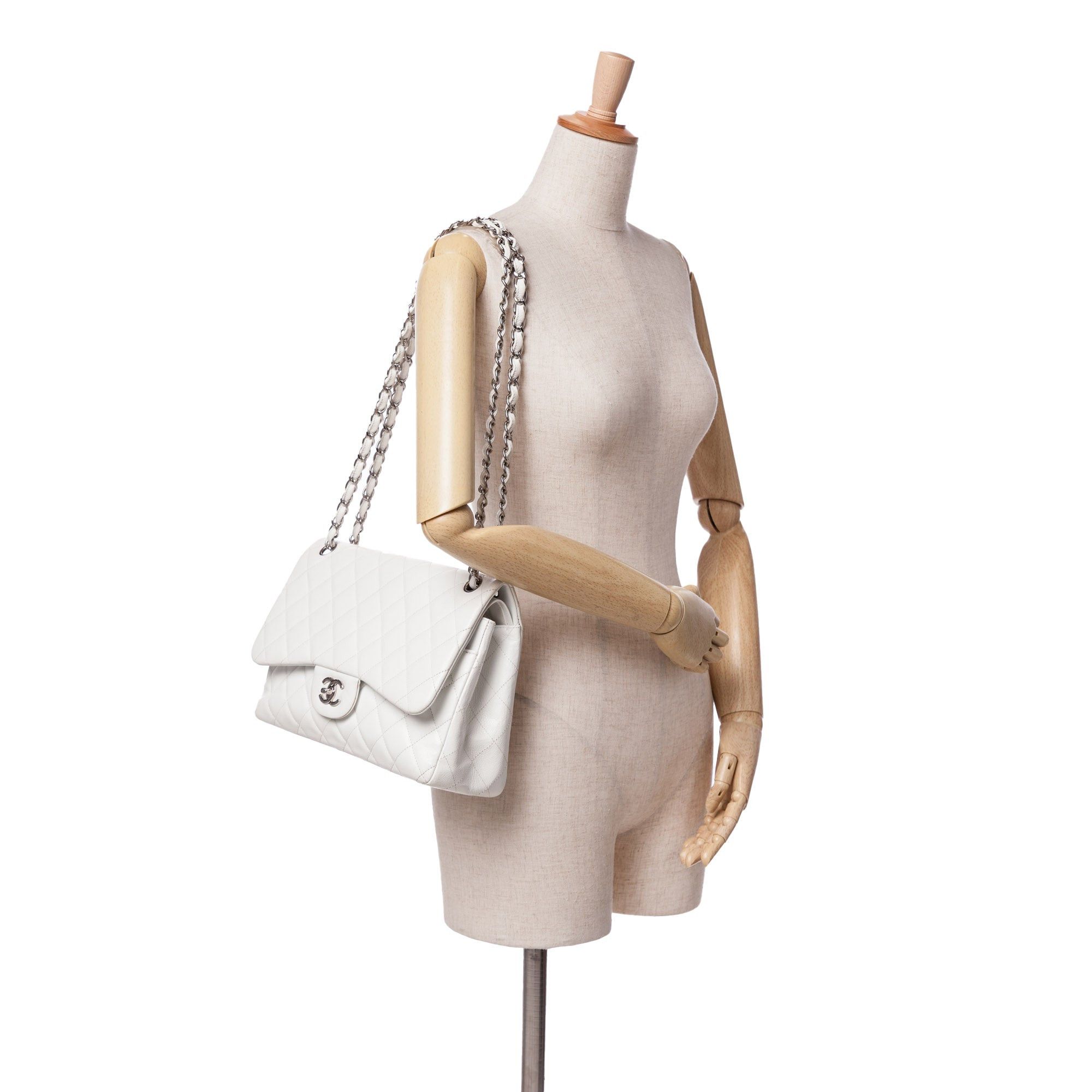 Chanel Chanel Jumbo Classic Caviar Double Flap White Size ONE SIZE - 12 Thumbnail