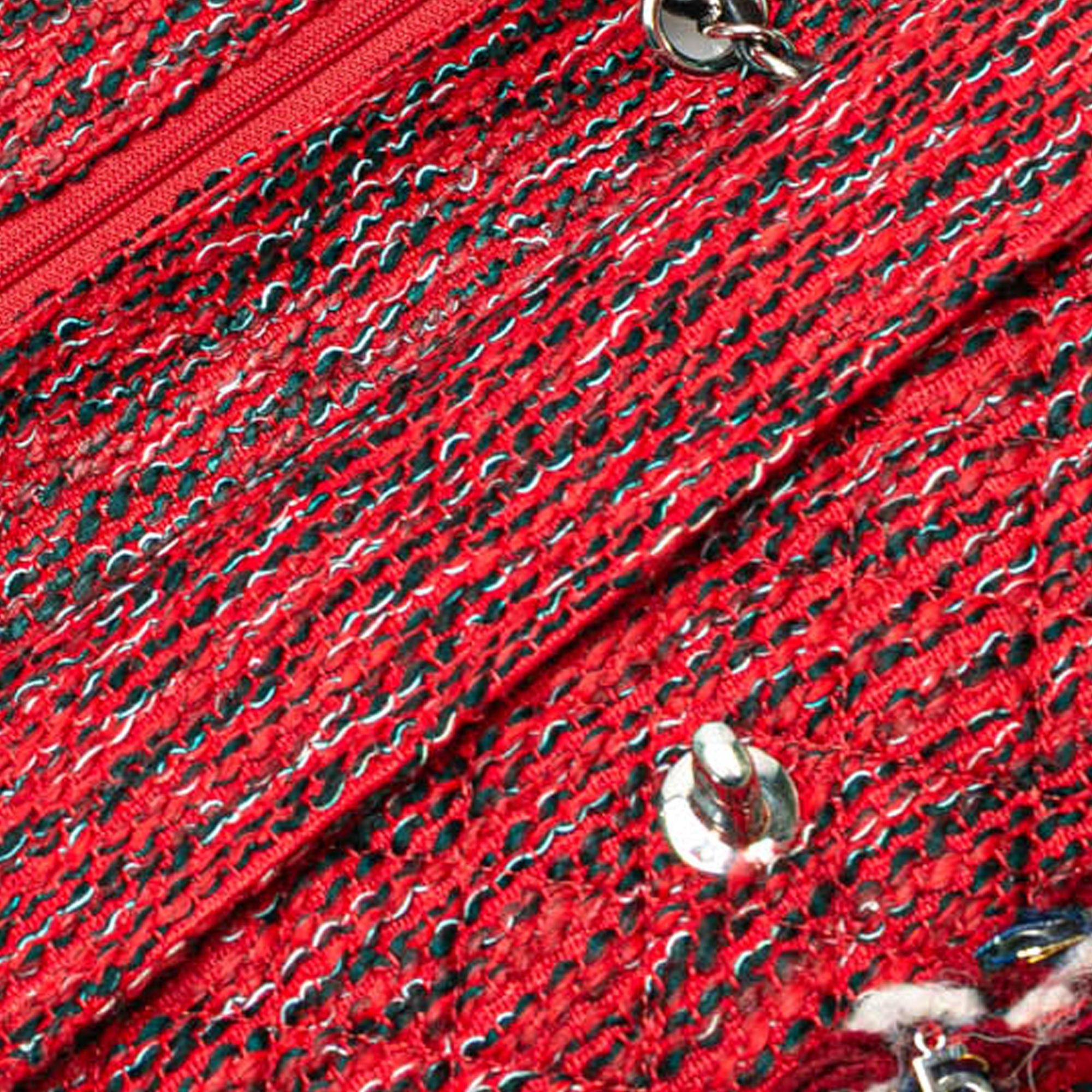 Chanel Chanel Medium Tweed Braided Charms Double Flap Red Size ONE SIZE - 11 Thumbnail