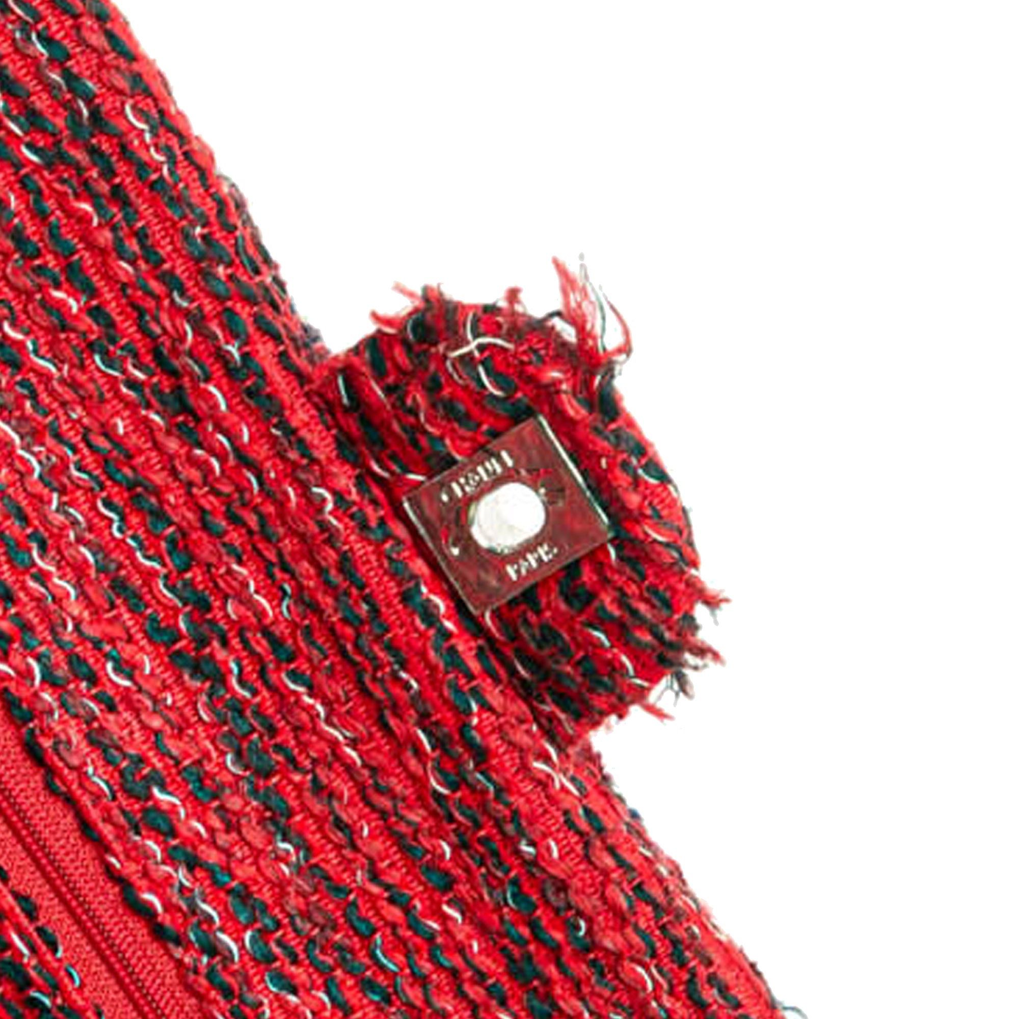 Chanel Chanel Medium Tweed Braided Charms Double Flap Red Size ONE SIZE - 9 Thumbnail