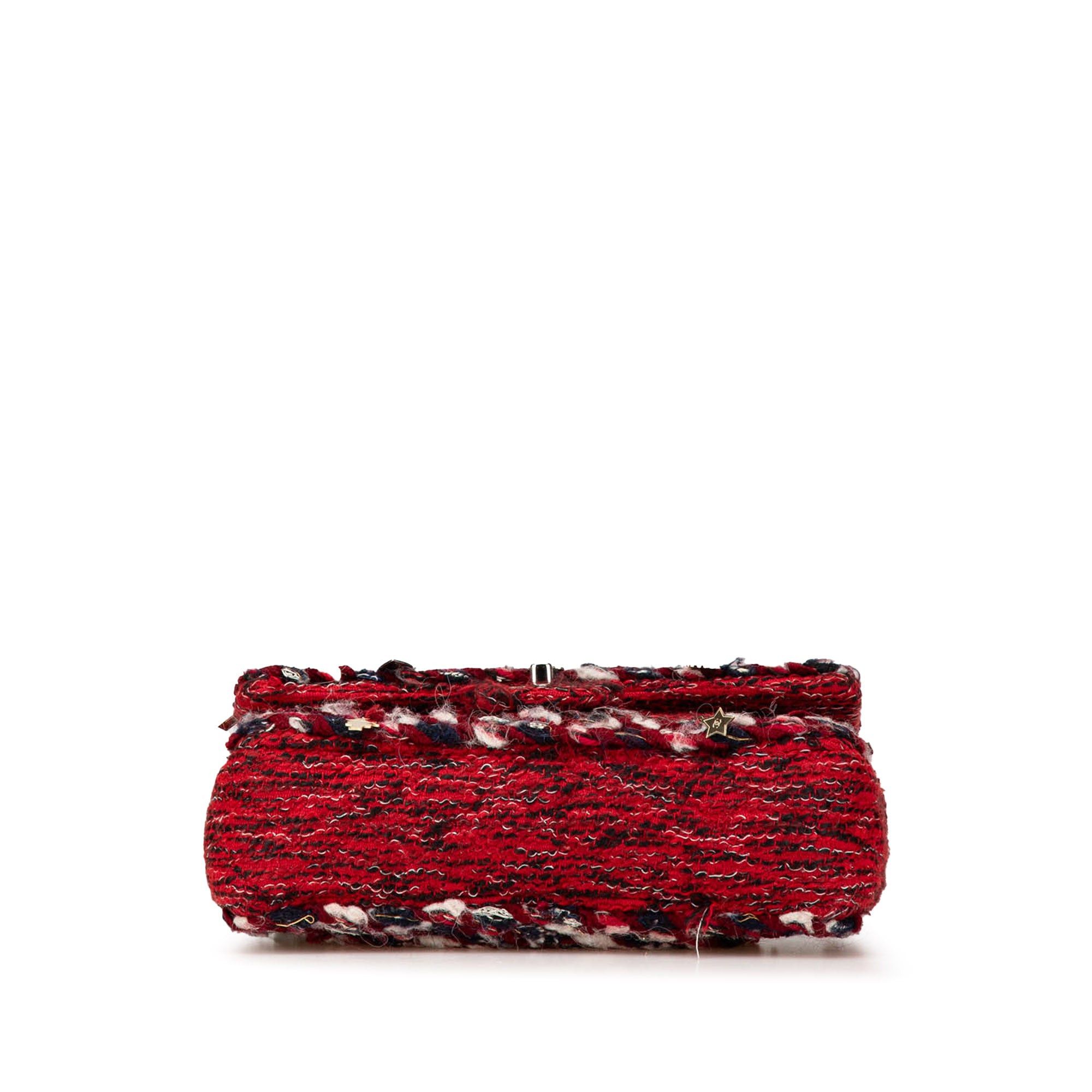 Chanel Chanel Medium Tweed Braided Charms Double Flap Red Size ONE SIZE - 3 Thumbnail
