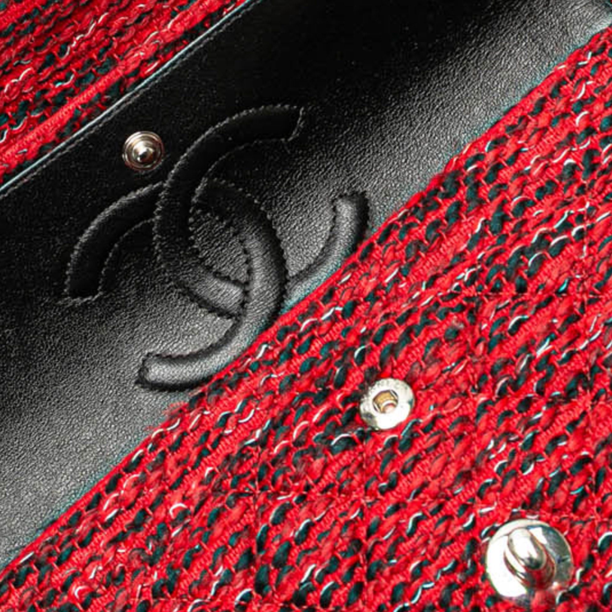 Chanel Chanel Medium Tweed Braided Charms Double Flap Red Size ONE SIZE - 10 Thumbnail