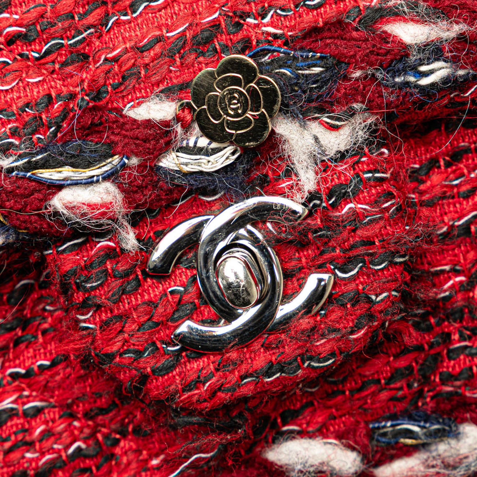 Chanel Chanel Medium Tweed Braided Charms Double Flap Red Size ONE SIZE - 7 Thumbnail