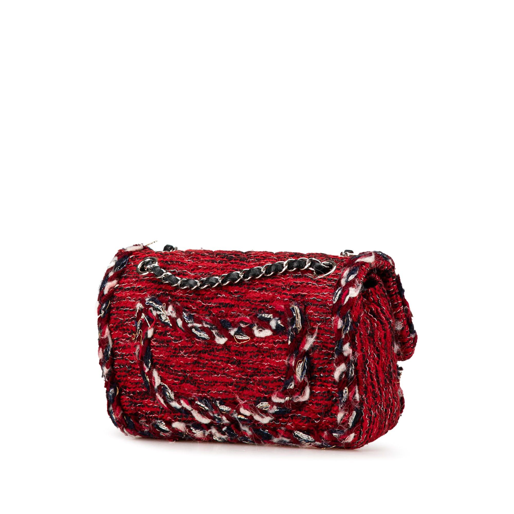 Chanel Chanel Medium Tweed Braided Charms Double Flap Red Size ONE SIZE - 2 Thumbnail
