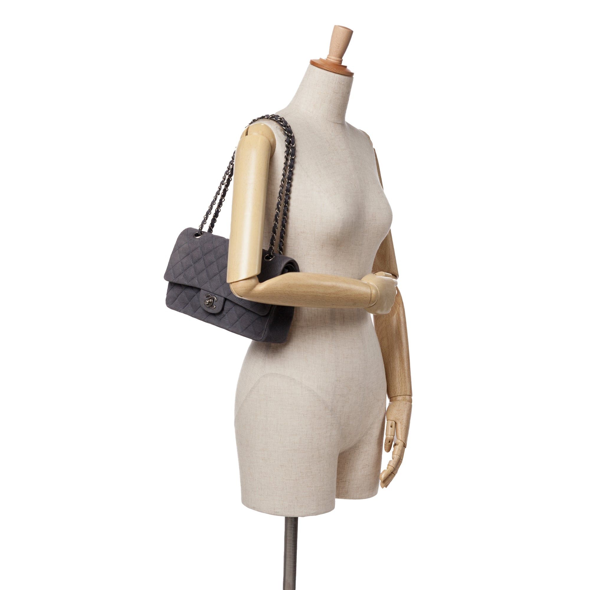 Chanel Chanel Medium Classic Nubuck Double Flap Gray Size ONE SIZE - 10 Thumbnail