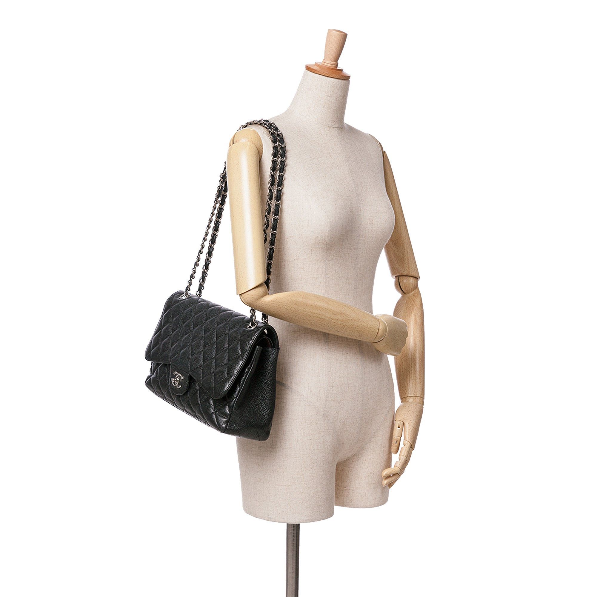 Chanel Chanel Jumbo Classic Caviar Double Flap Black Size ONE SIZE - 9 Thumbnail