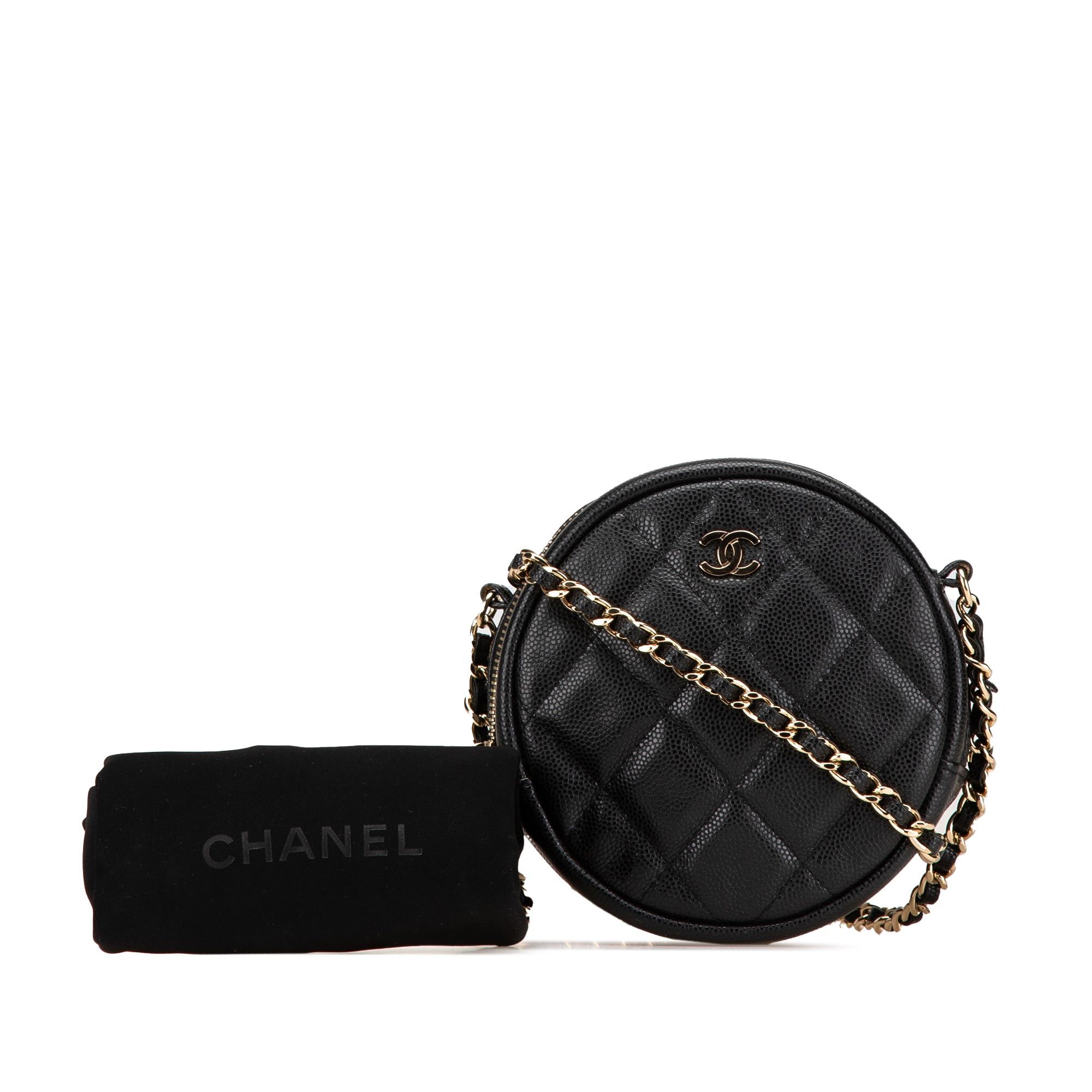 Chanel Chanel CC Quilted Caviar Round Clutch With Chain Black Size ONE SIZE - 8 Thumbnail