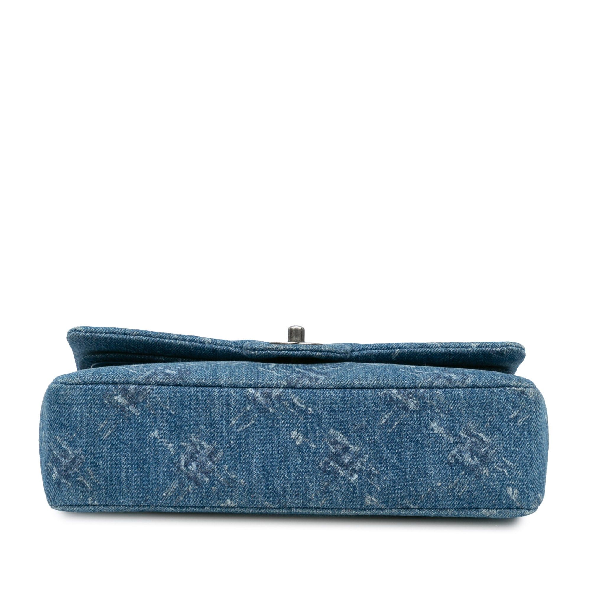 Chanel Chanel Medium Classic Printed Denim Double Flap Blue Size ONE SIZE - 3 Thumbnail