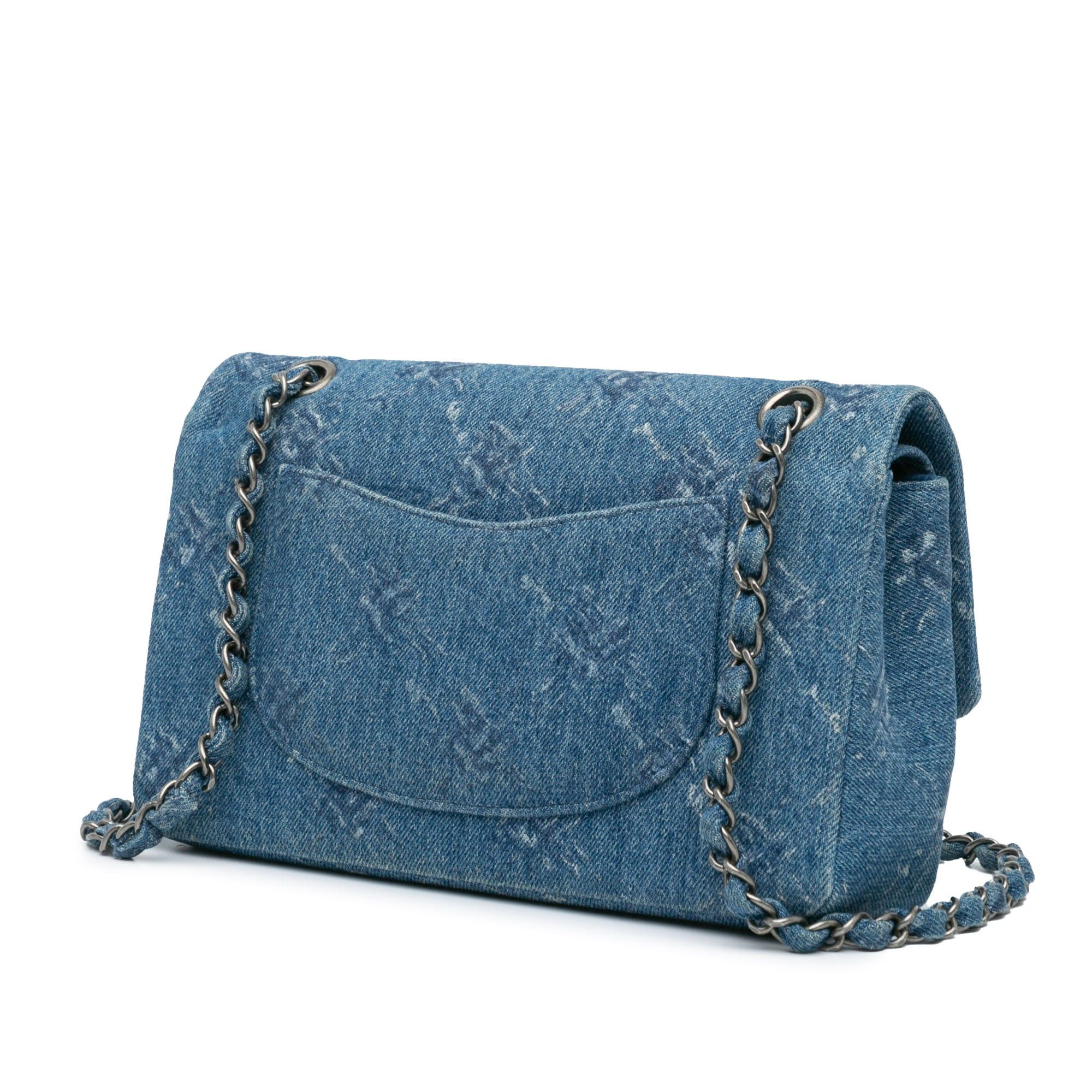 Chanel Chanel Medium Classic Printed Denim Double Flap Blue Size ONE SIZE - 2 Thumbnail